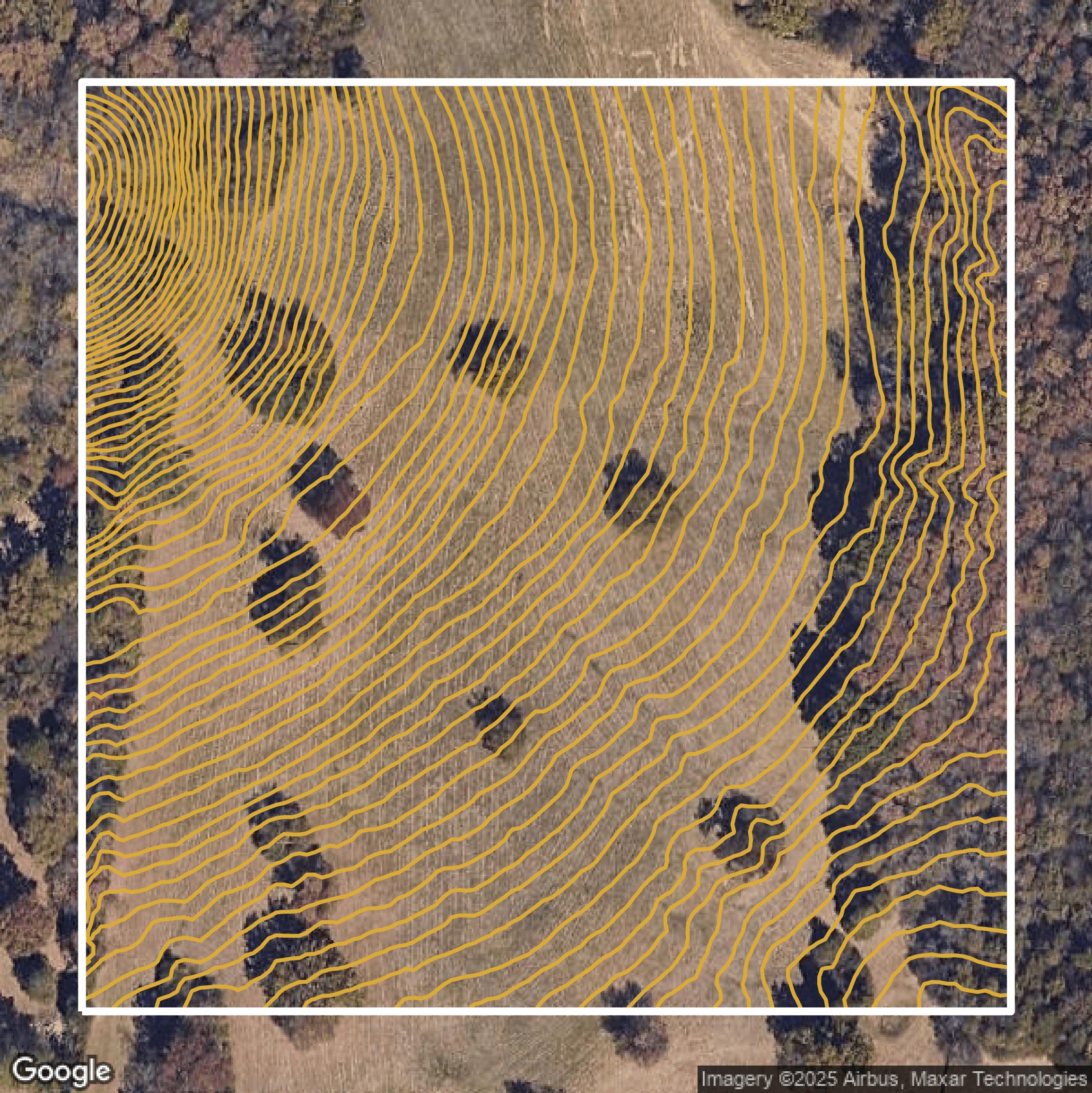 This image shows a contour map in Davidson County created using GIS data in Equator.
