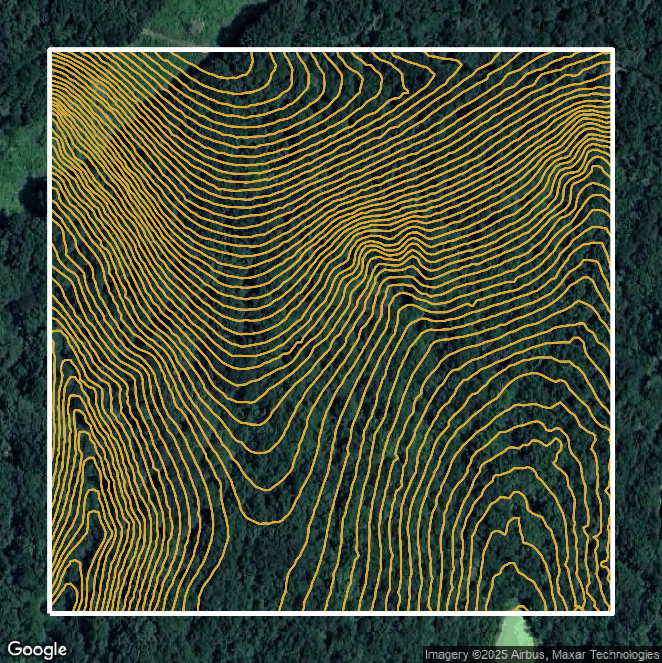 This image shows a contour map in Davidson County created using GIS data in Equator.