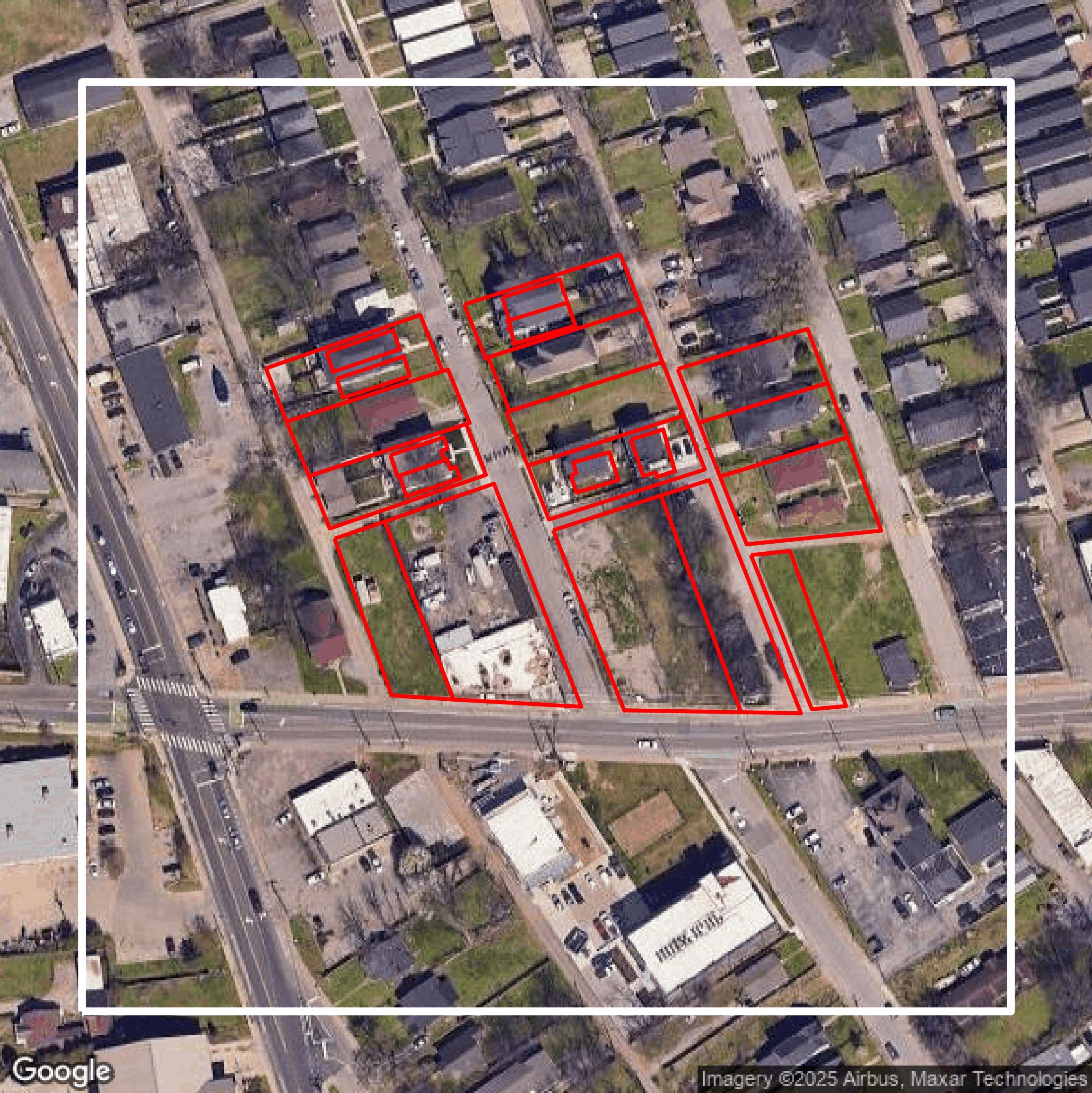 This image shows parcel data in Davidson County created using GIS data in Equator.