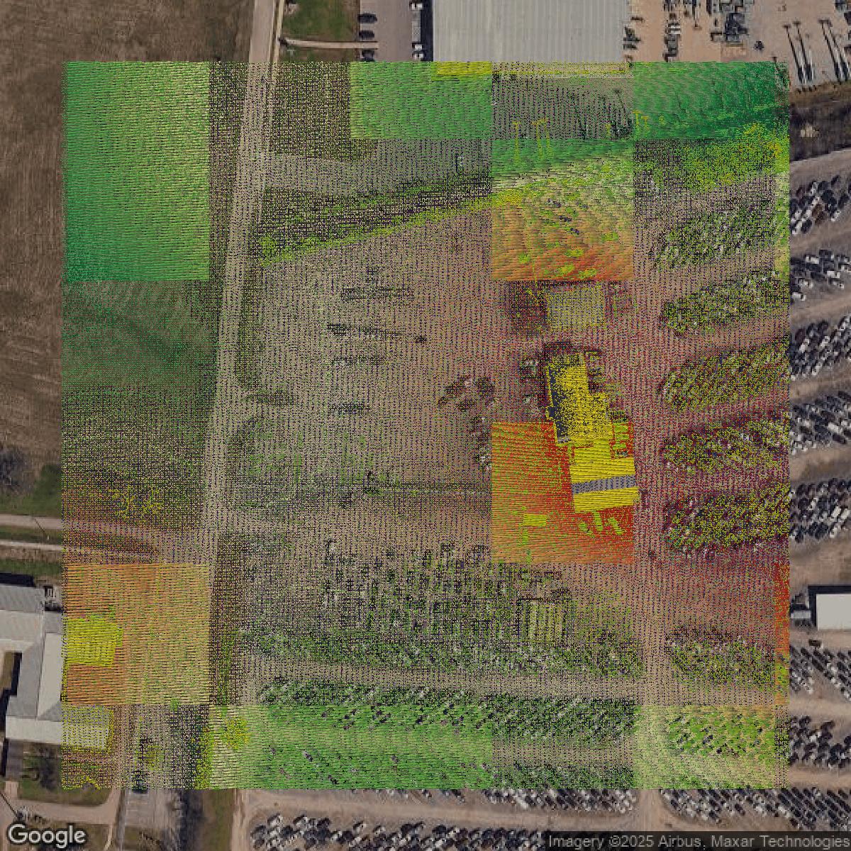 This image shows a LiDAR point cloud in Davidson County created using GIS data in Equator.