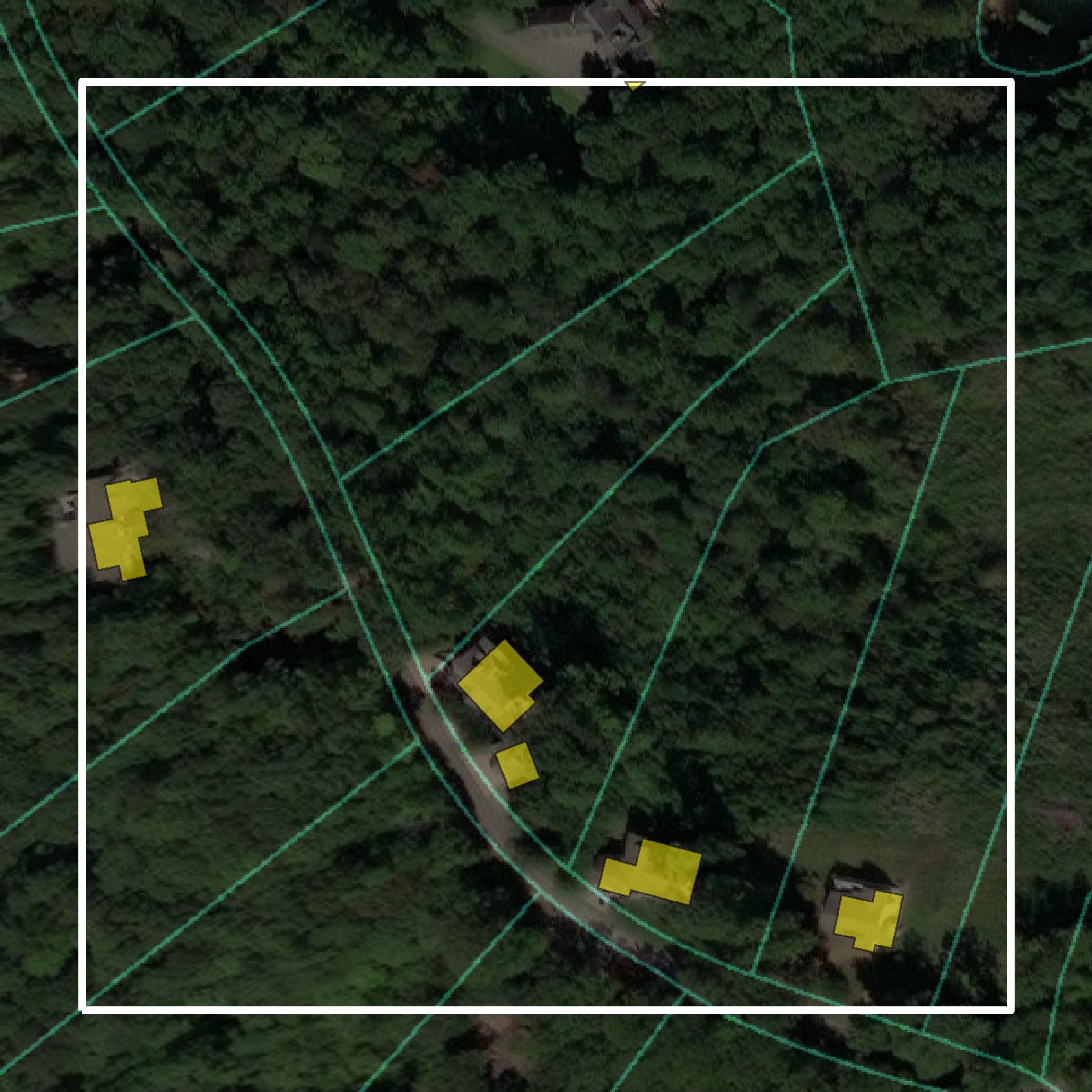 This image shows parcel and building data in DeKalb County created using GIS data in Equator.