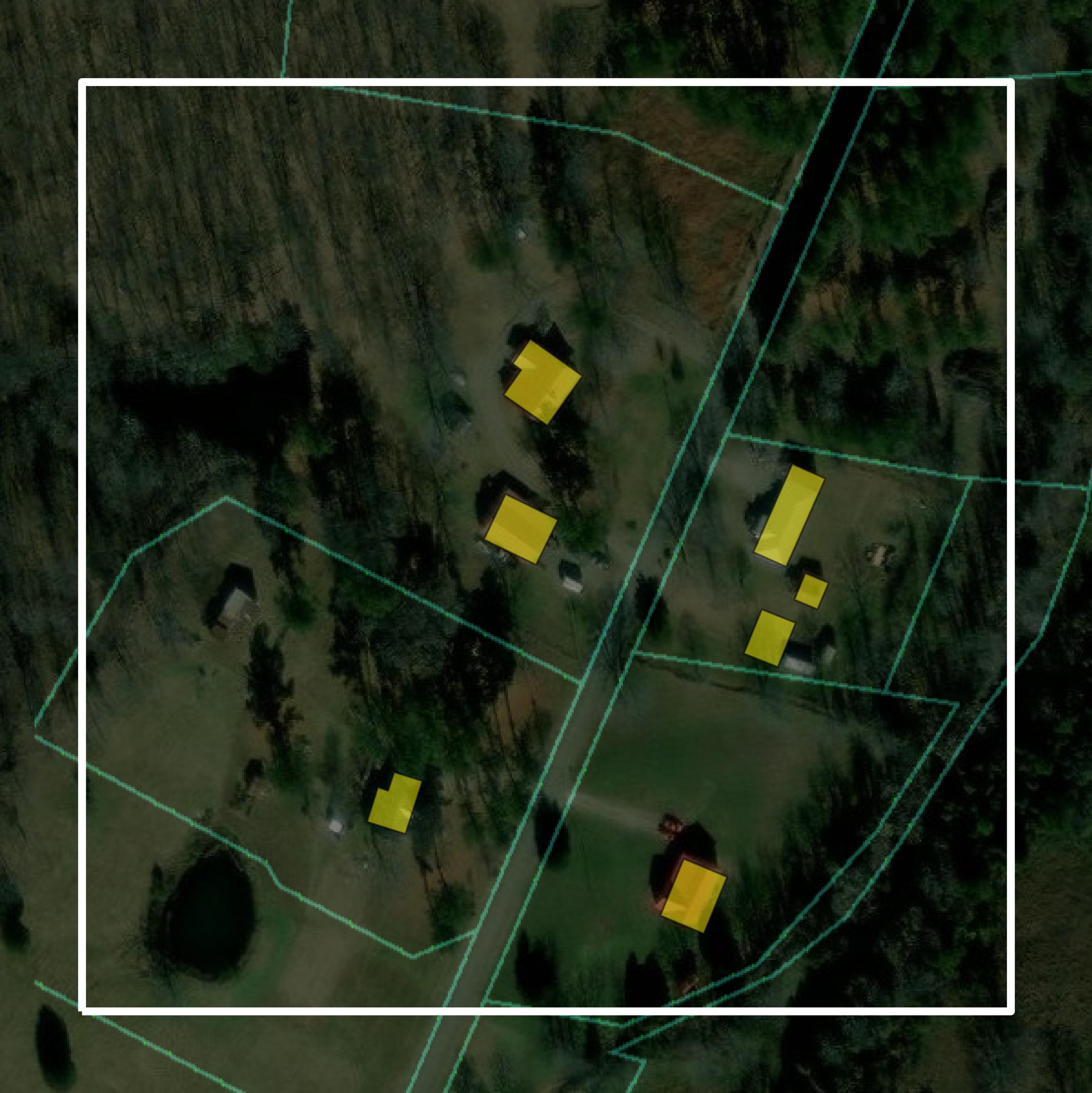 This image shows parcel and building data in Dickson County created using GIS data in Equator.