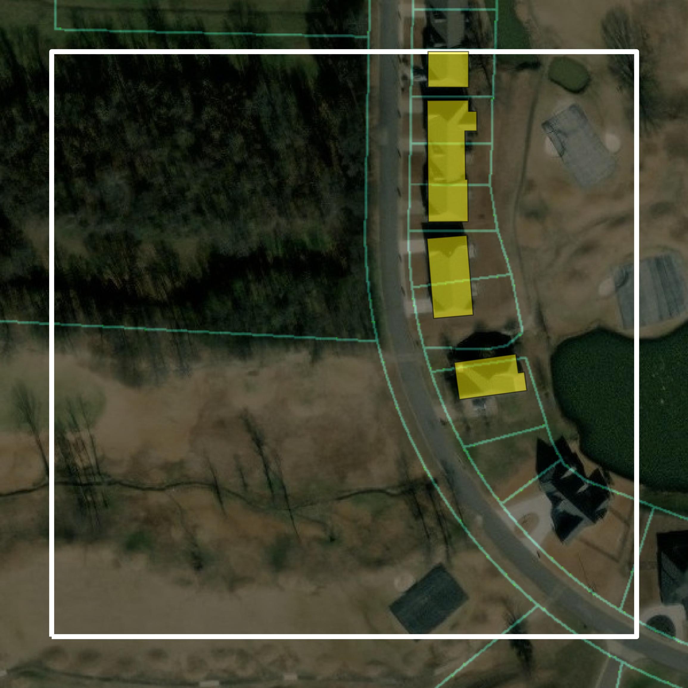 This image shows parcel and building data in Dyer County created using GIS data in Equator.