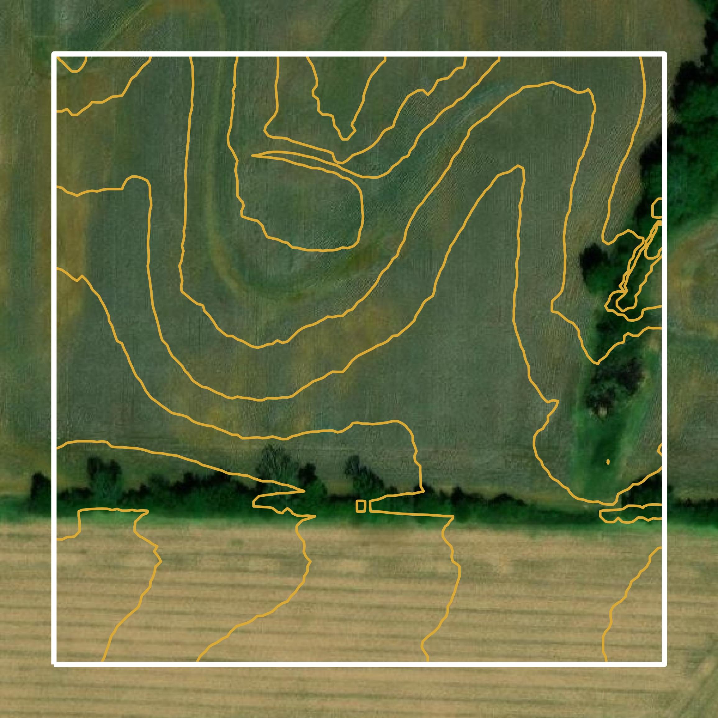 This image shows a contour map in Fayette County created using GIS data in Equator.