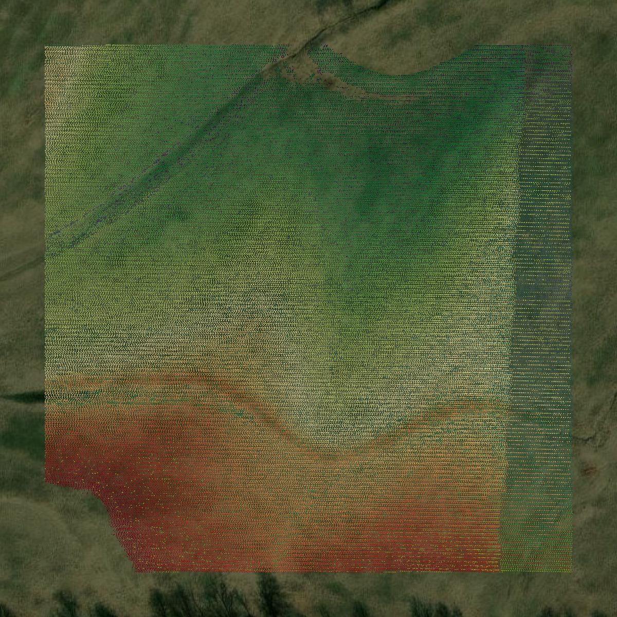 This image shows a LiDAR point cloud in Fayette County created using GIS data in Equator.