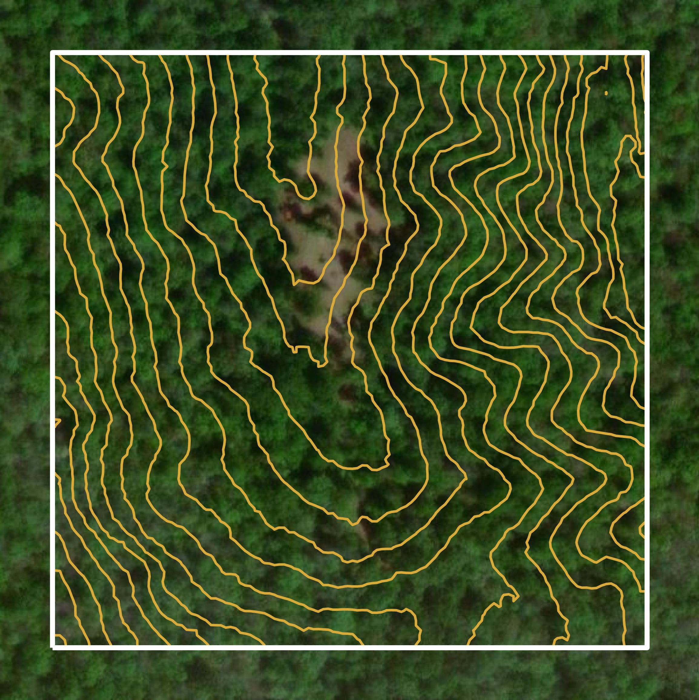 This image shows a contour map in Fentress County created using GIS data in Equator.