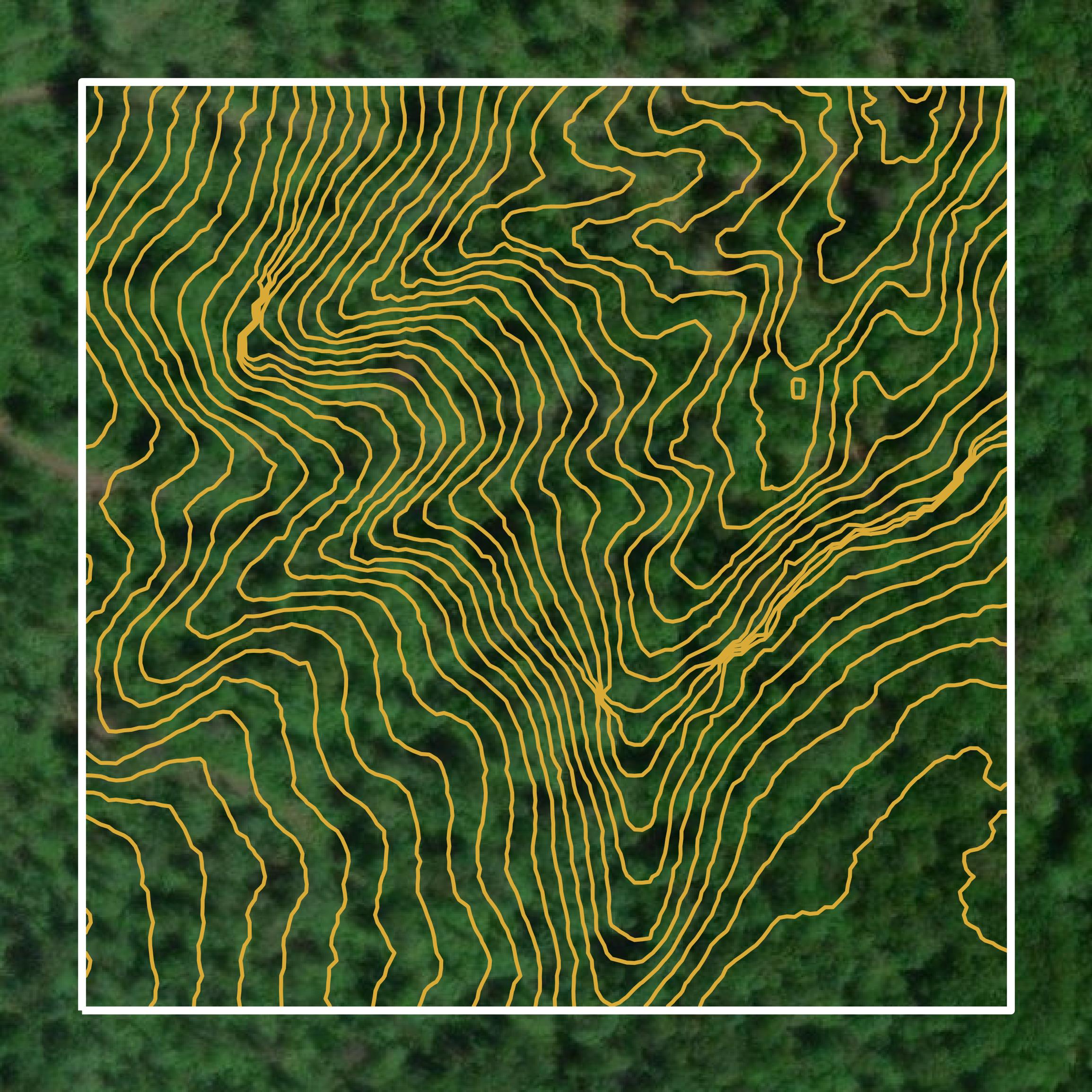 This image shows a contour map in Fentress County created using GIS data in Equator.
