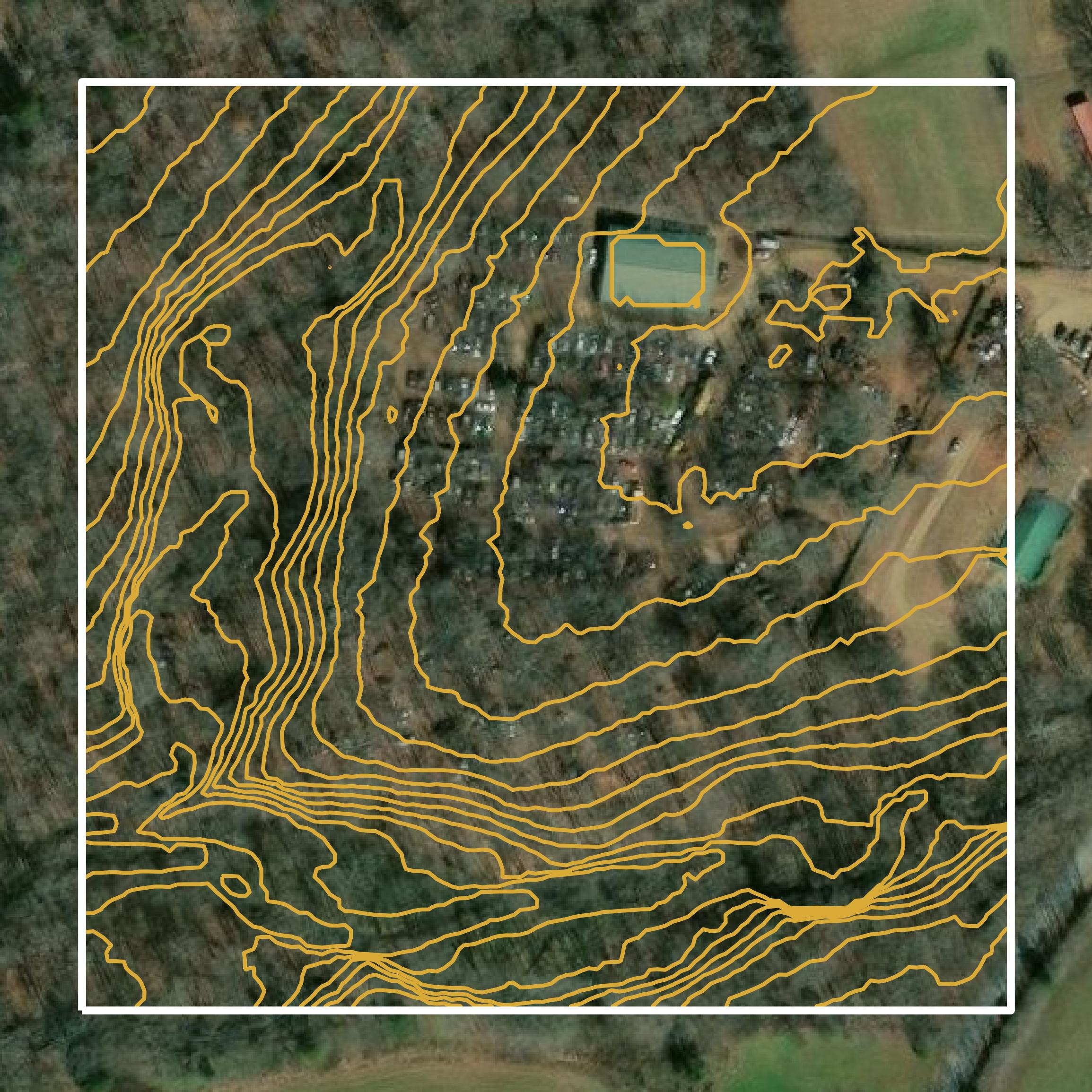 This image shows a contour map in Franklin County created using GIS data in Equator.