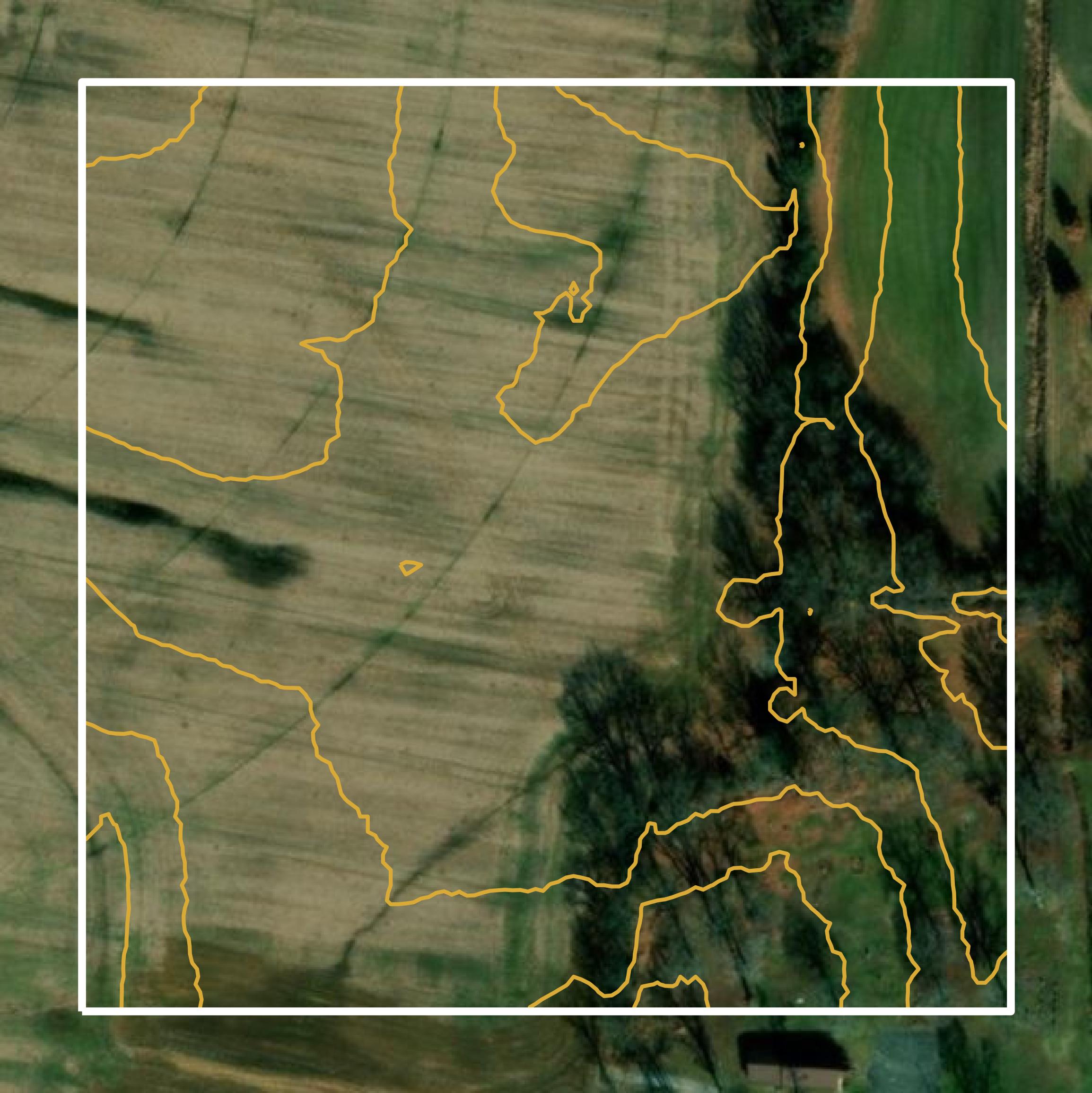 This image shows a contour map in Gibson County created using GIS data in Equator.
