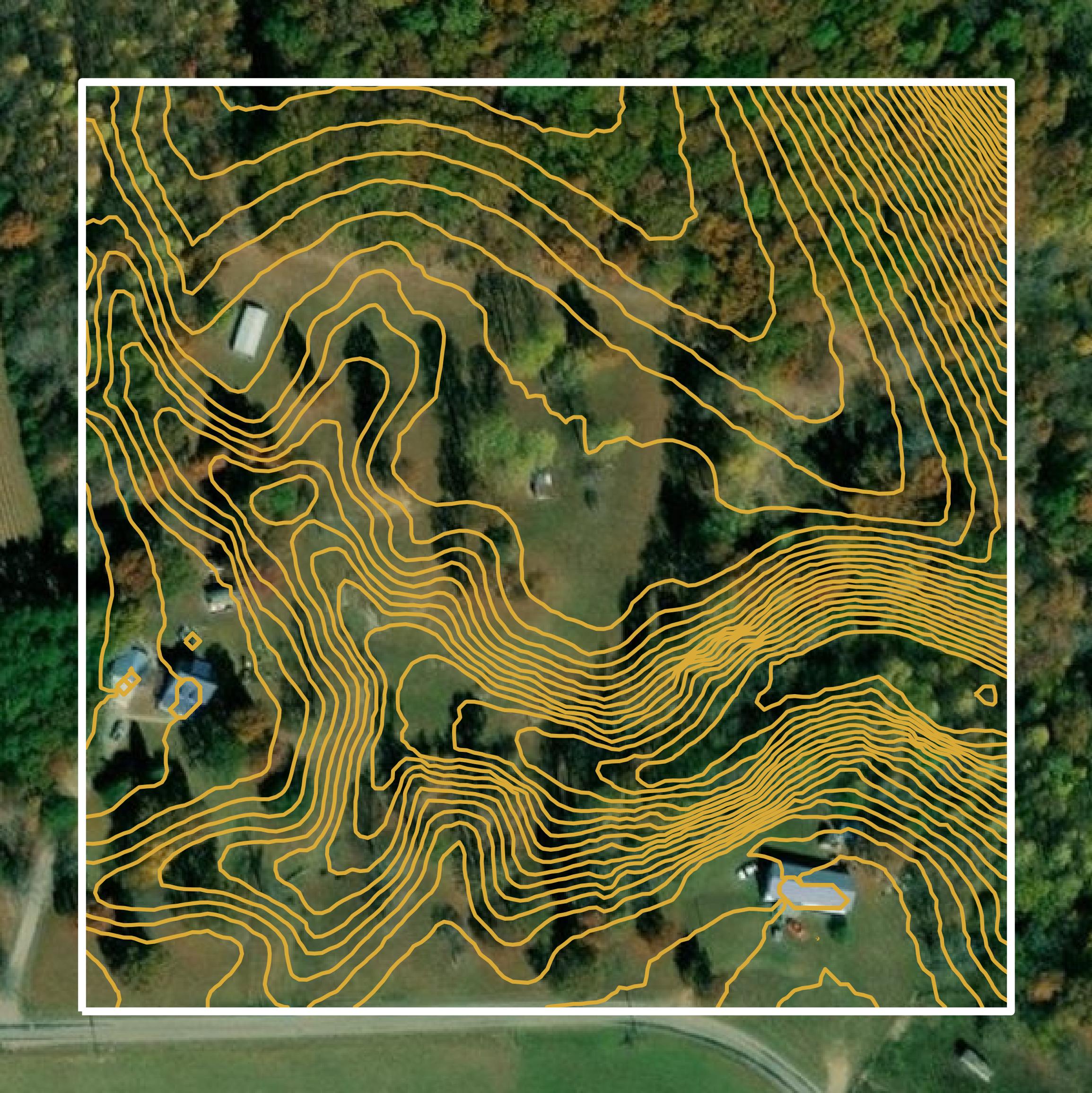This image shows a contour map in Giles County created using GIS data in Equator.