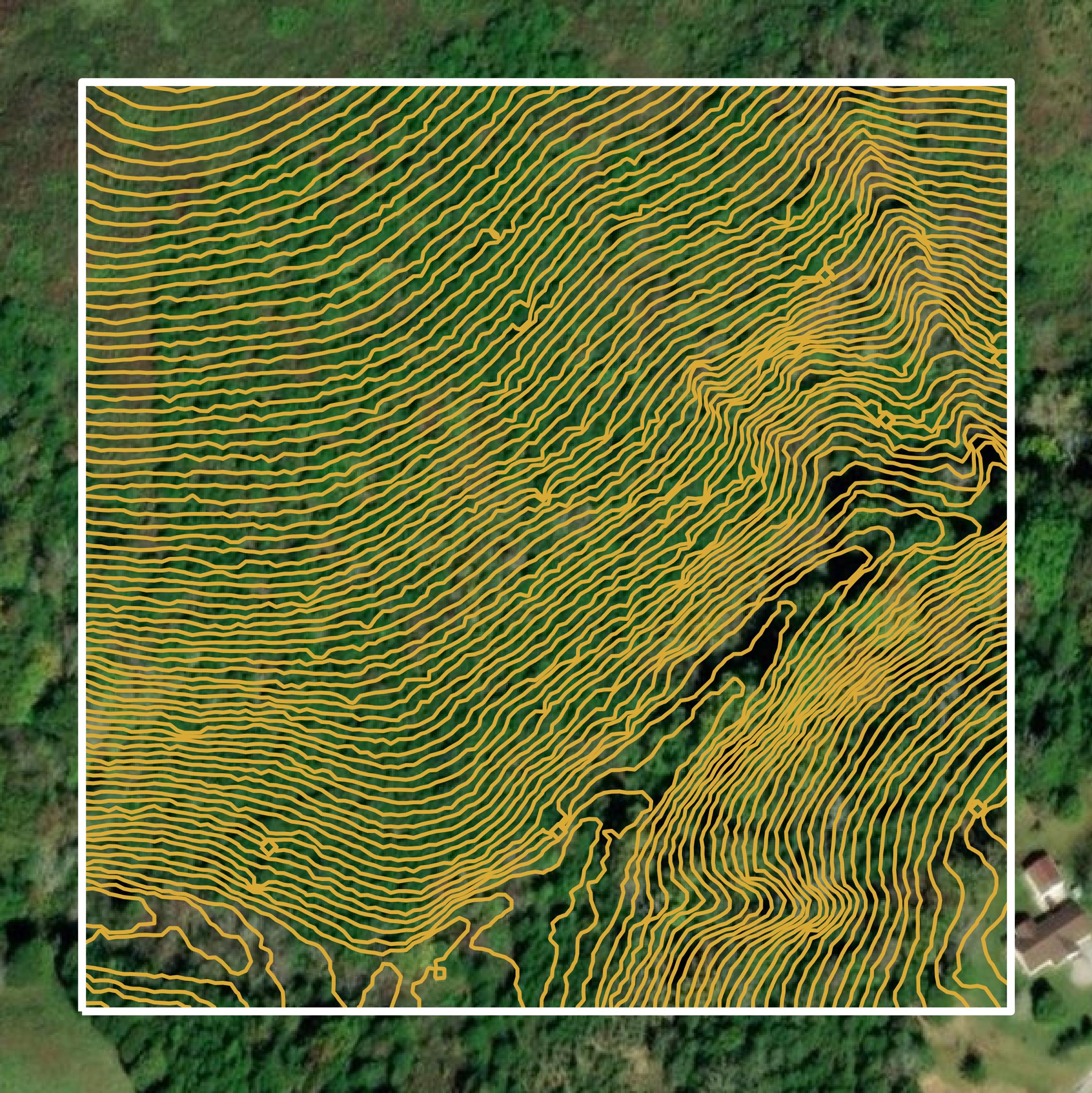 This image shows a contour map in Grainger County created using GIS data in Equator.