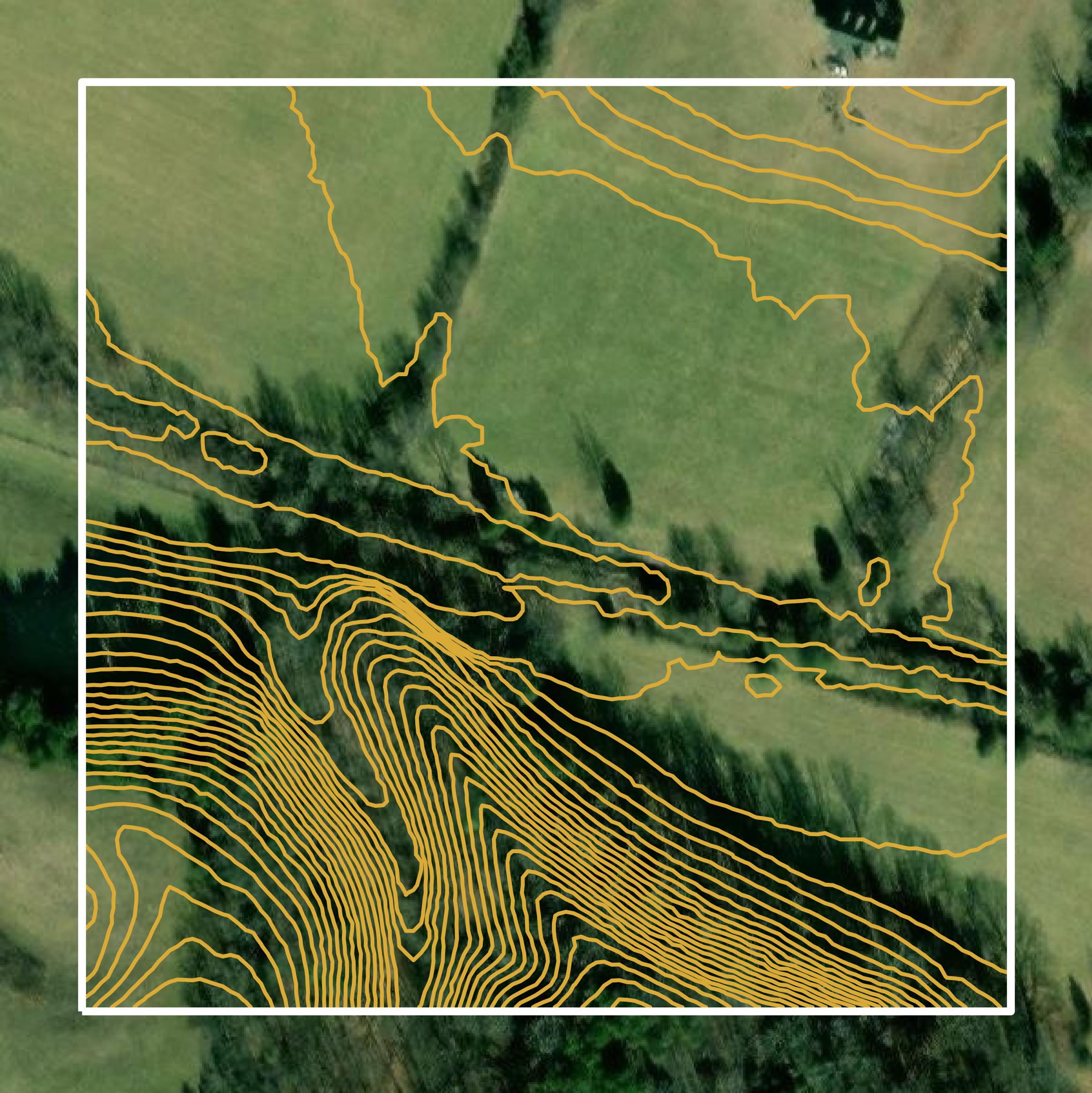 This image shows a contour map in Greene County created using GIS data in Equator.