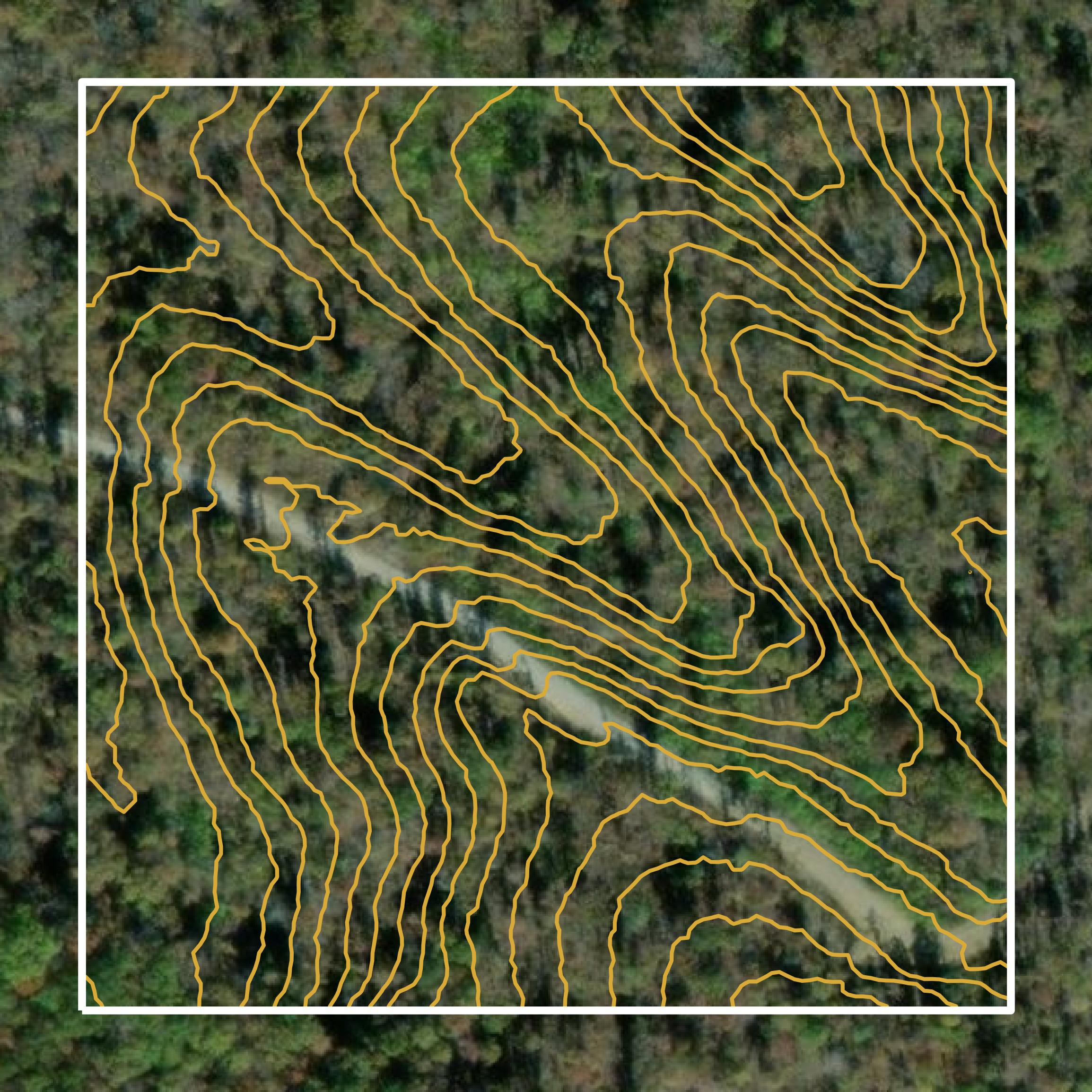 This image shows a contour map in Grundy County created using GIS data in Equator.