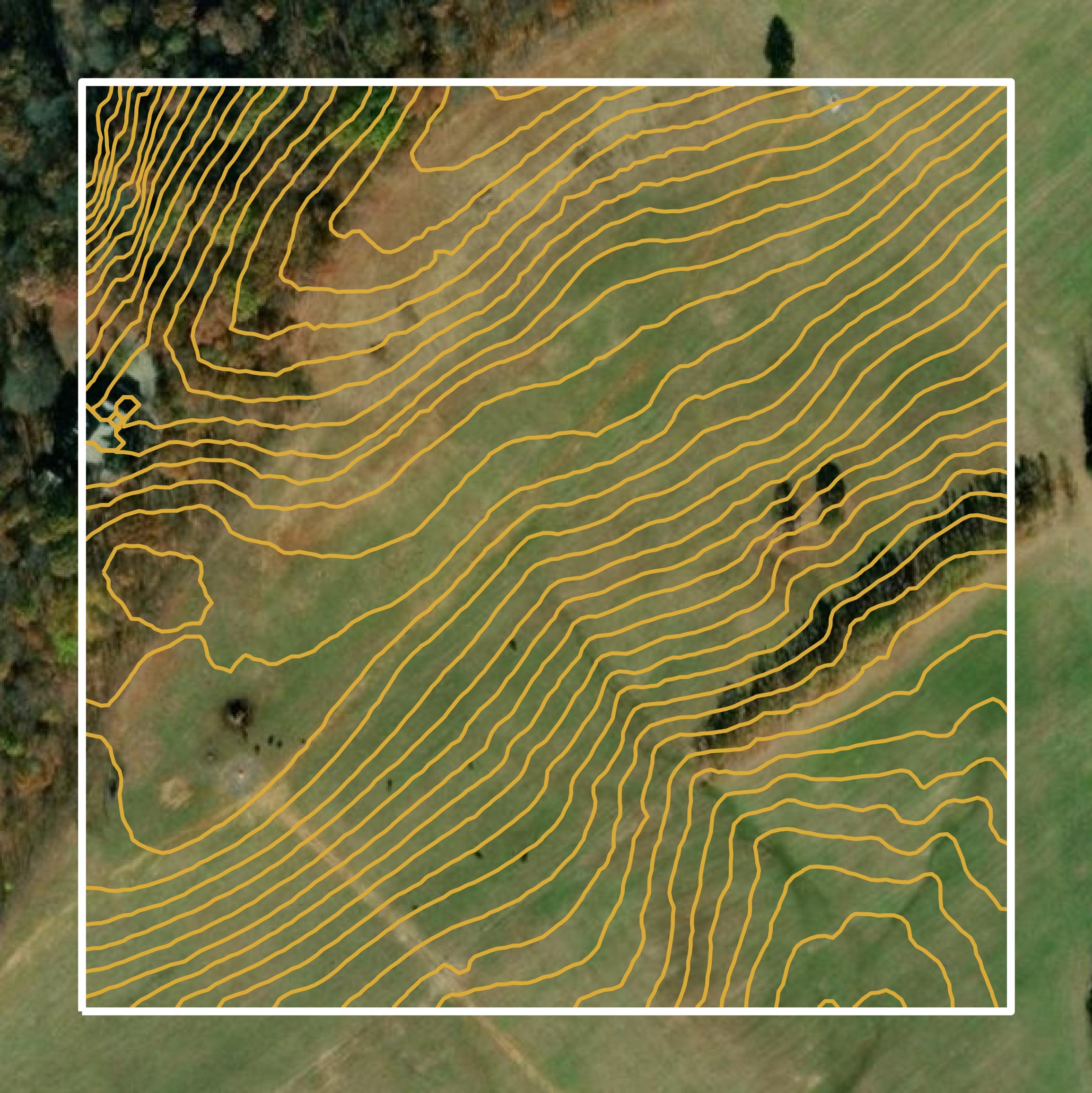 This image shows a contour map in Hamblen County created using GIS data in Equator.