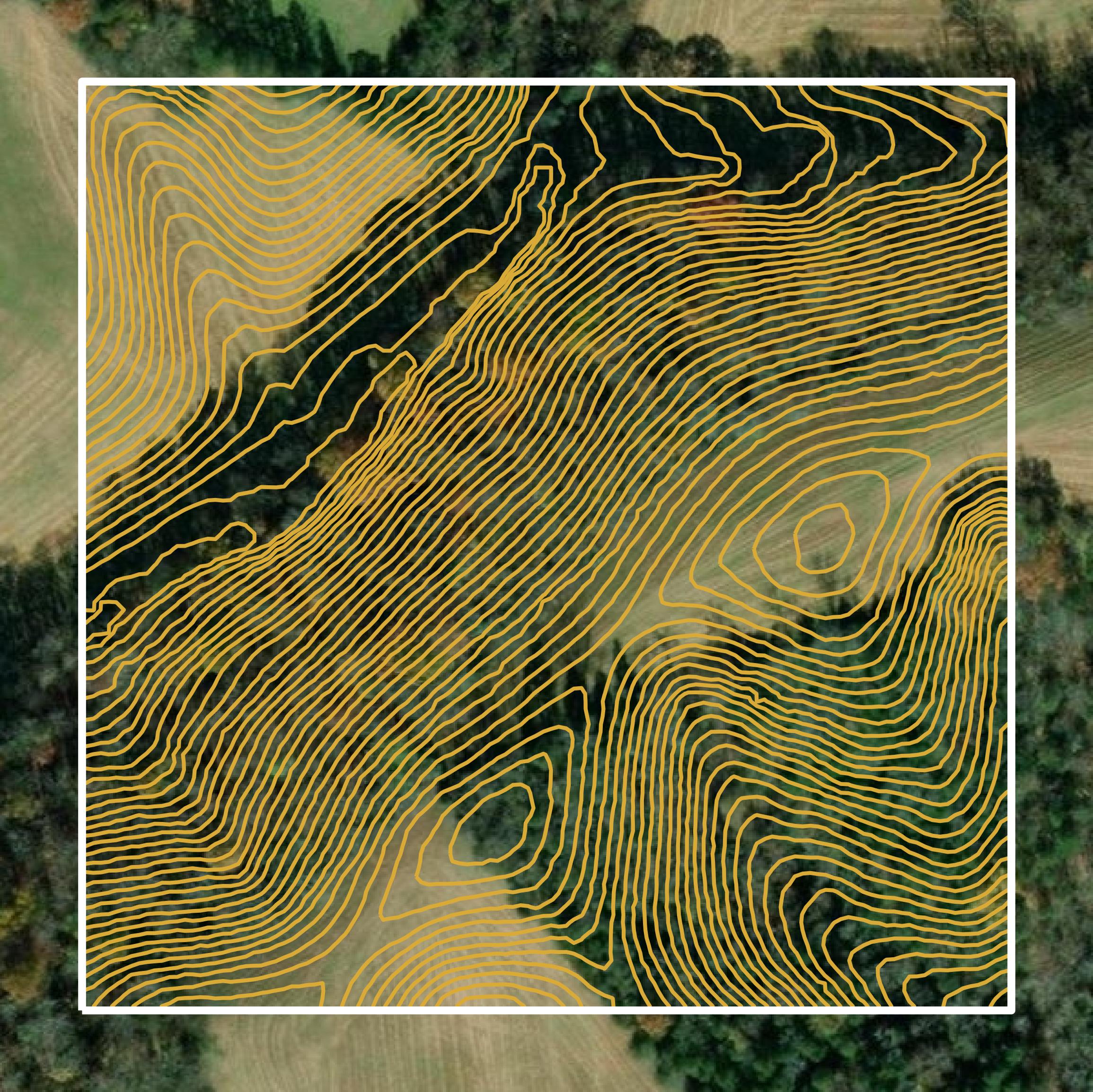 This image shows a contour map in Hamblen County created using GIS data in Equator.