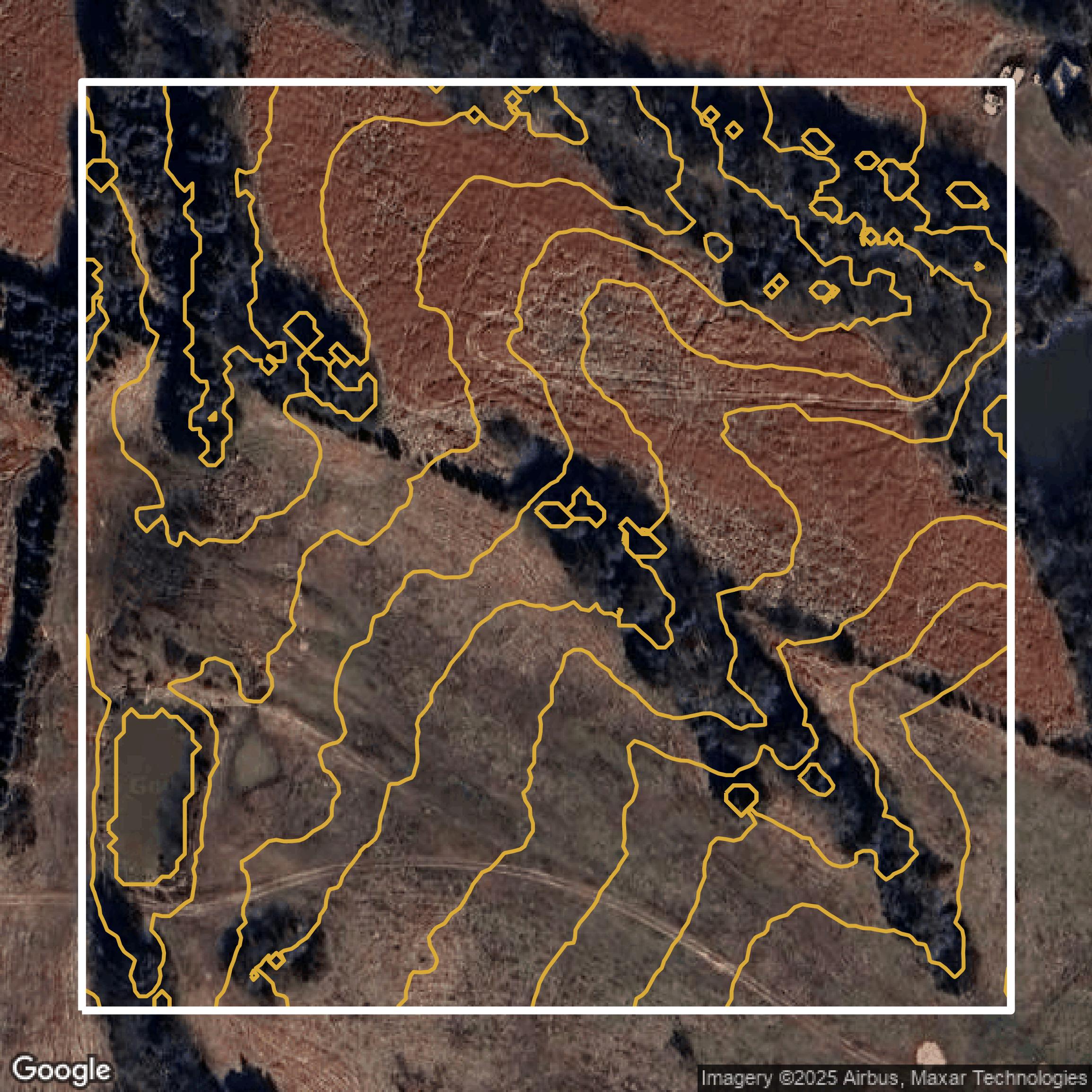 This image shows a contour map in Hamilton County created using GIS data in Equator.