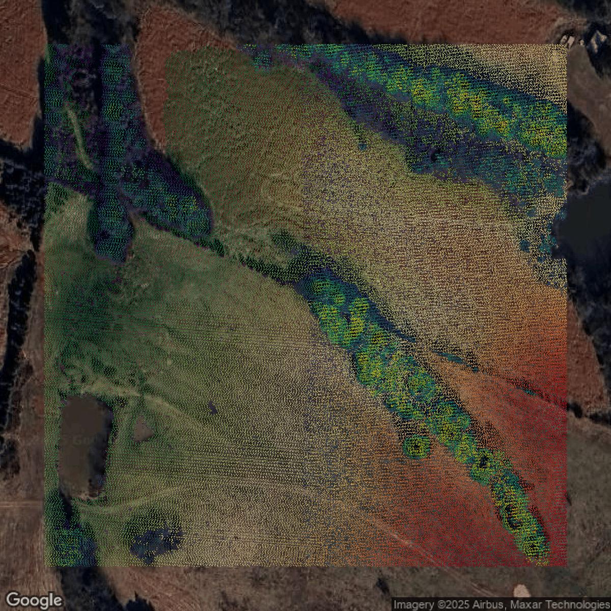 This image shows a LiDAR point cloud in Hamilton County created using GIS data in Equator.