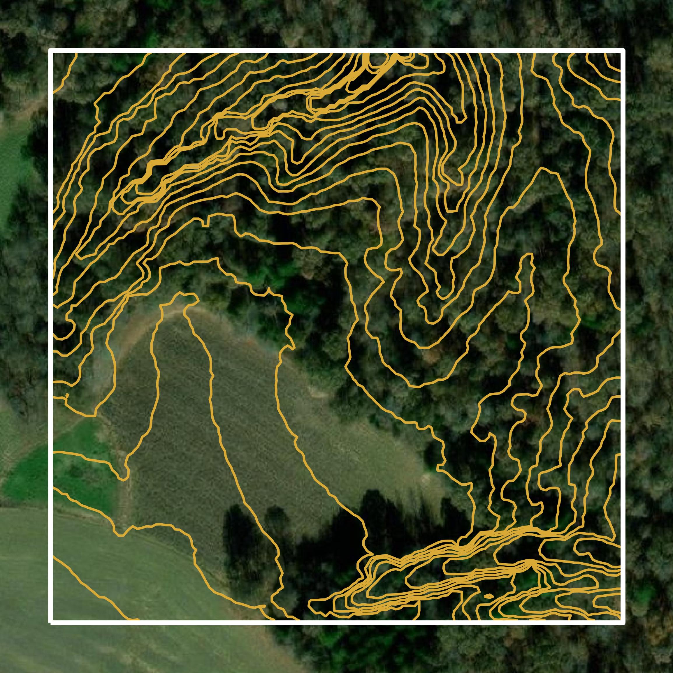 This image shows a contour map in Hardeman County created using GIS data in Equator.
