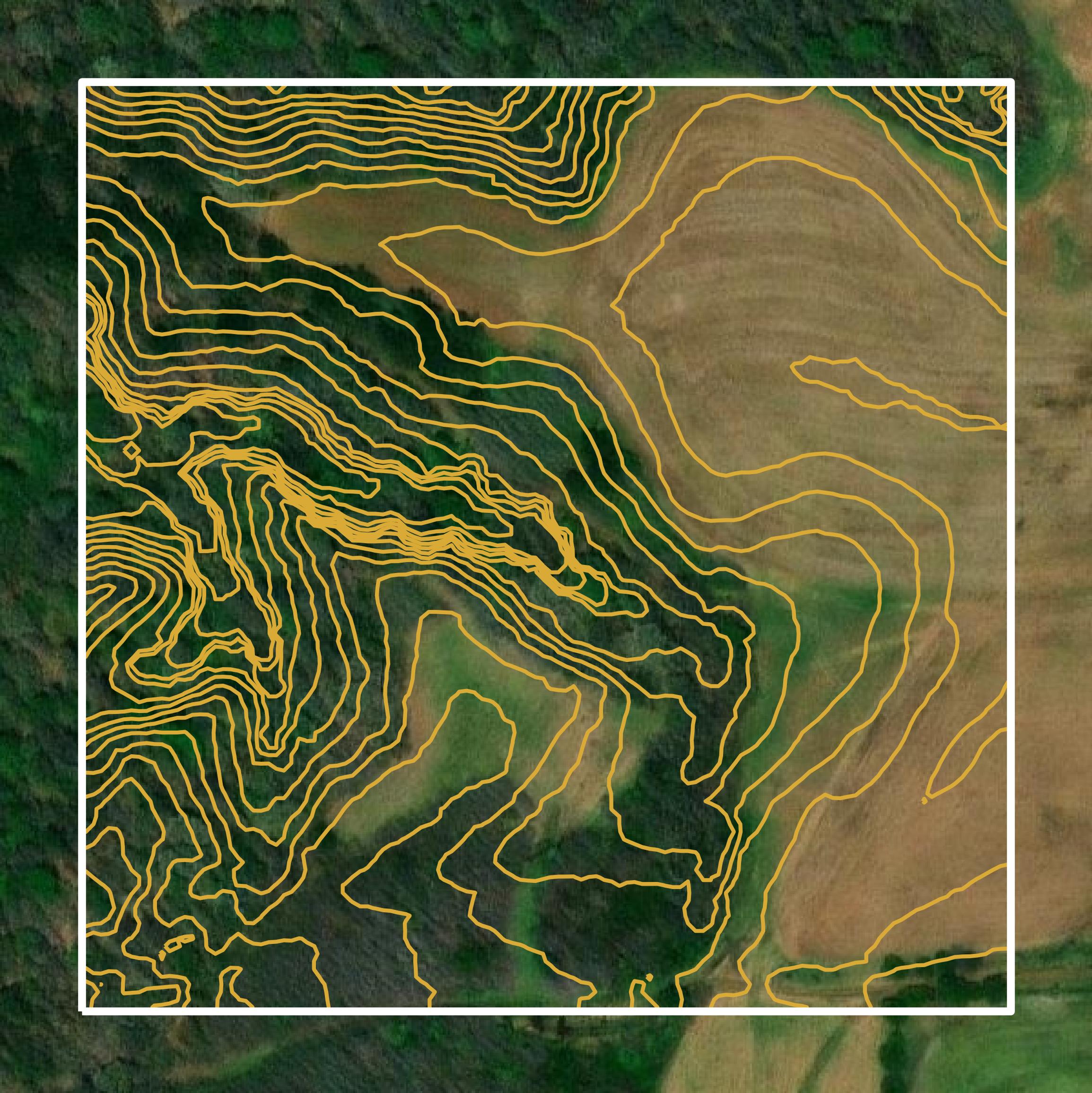 This image shows a contour map in Hardeman County created using GIS data in Equator.