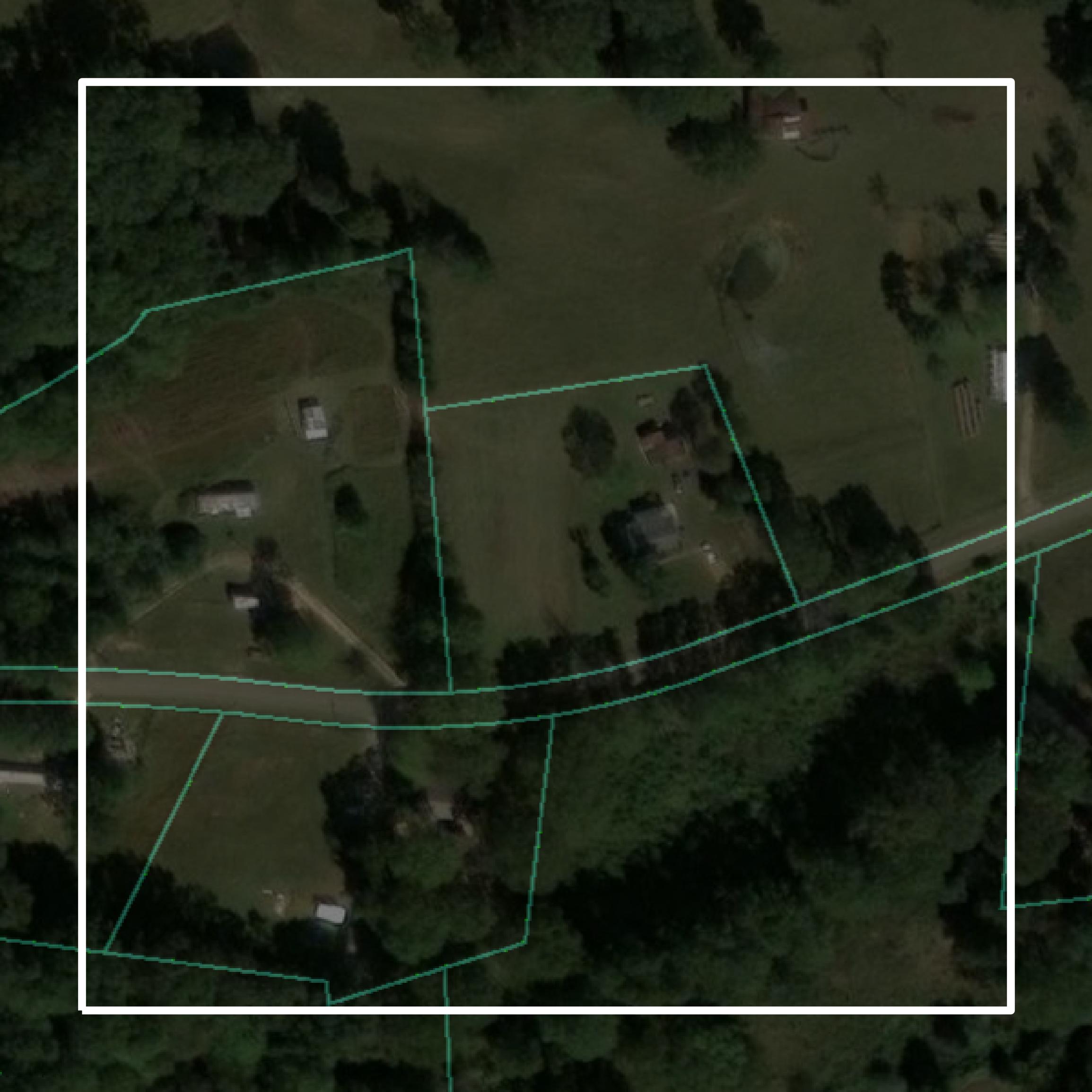 This image shows parcel and building data in Hardin County created using GIS data in Equator.