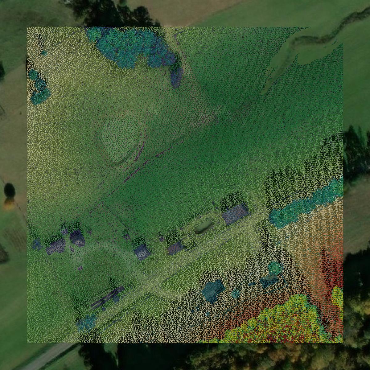 This image shows a LiDAR point cloud in Hawkins County created using GIS data in Equator.