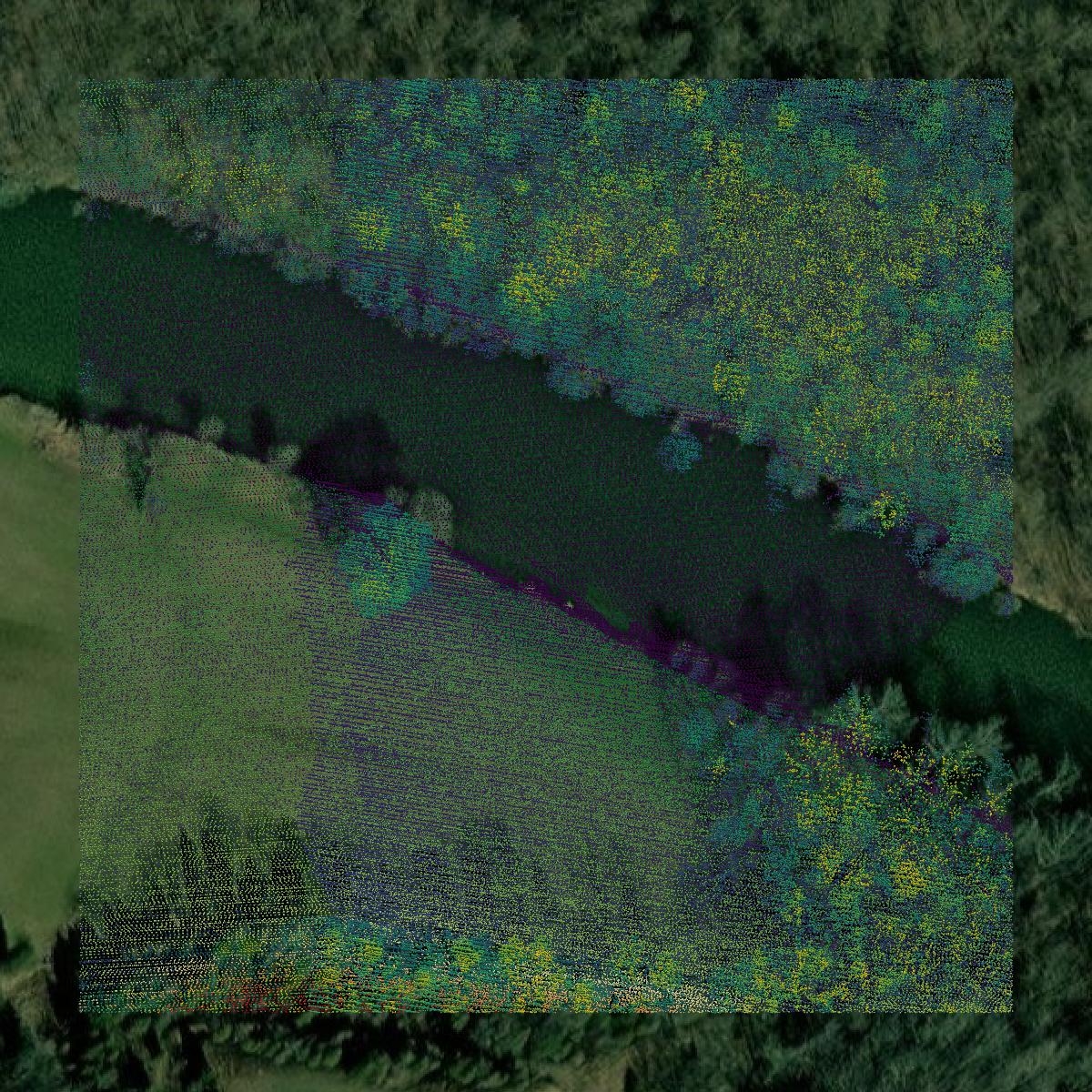 This image shows a LiDAR point cloud in Hawkins County created using GIS data in Equator.