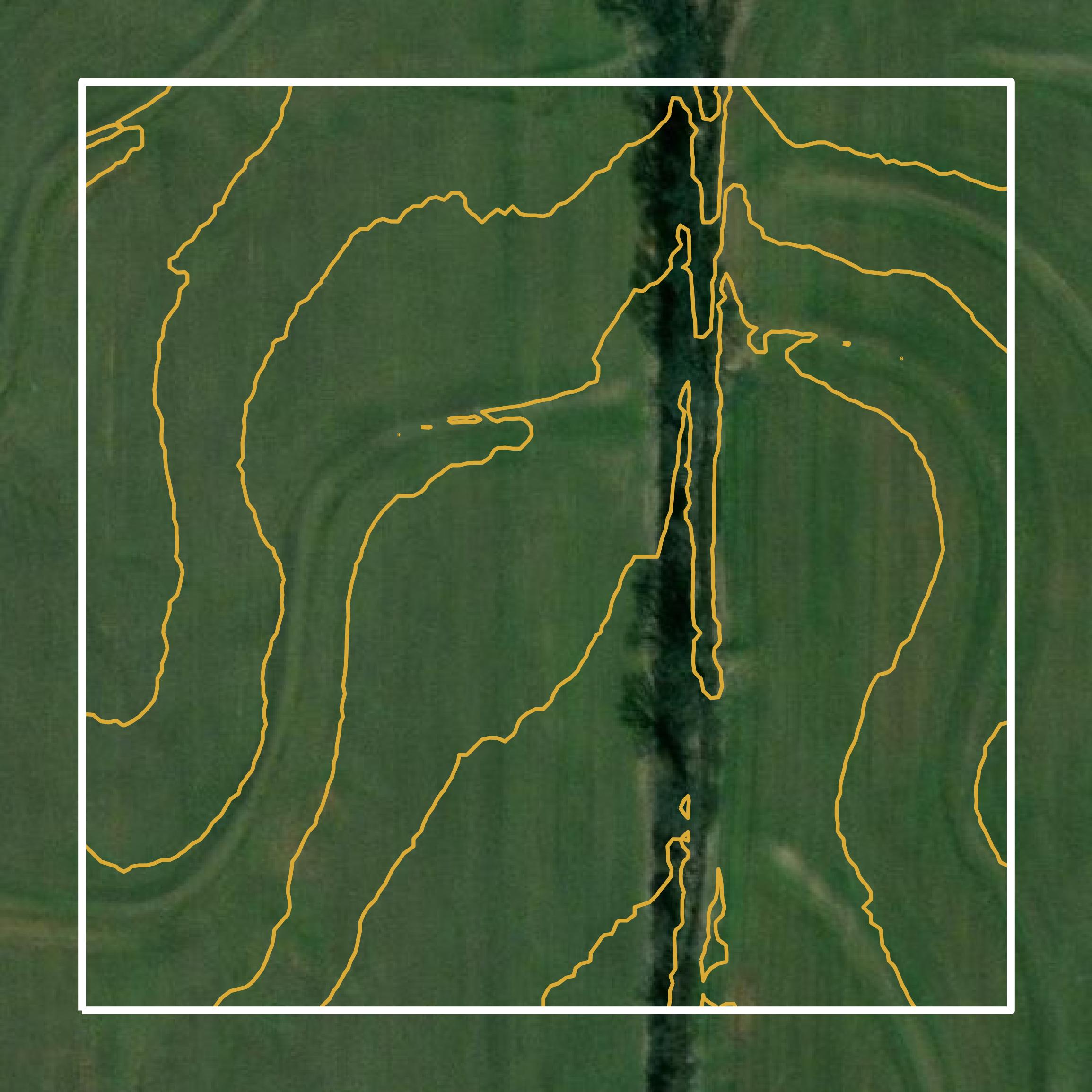 This image shows a contour map in Haywood County created using GIS data in Equator.