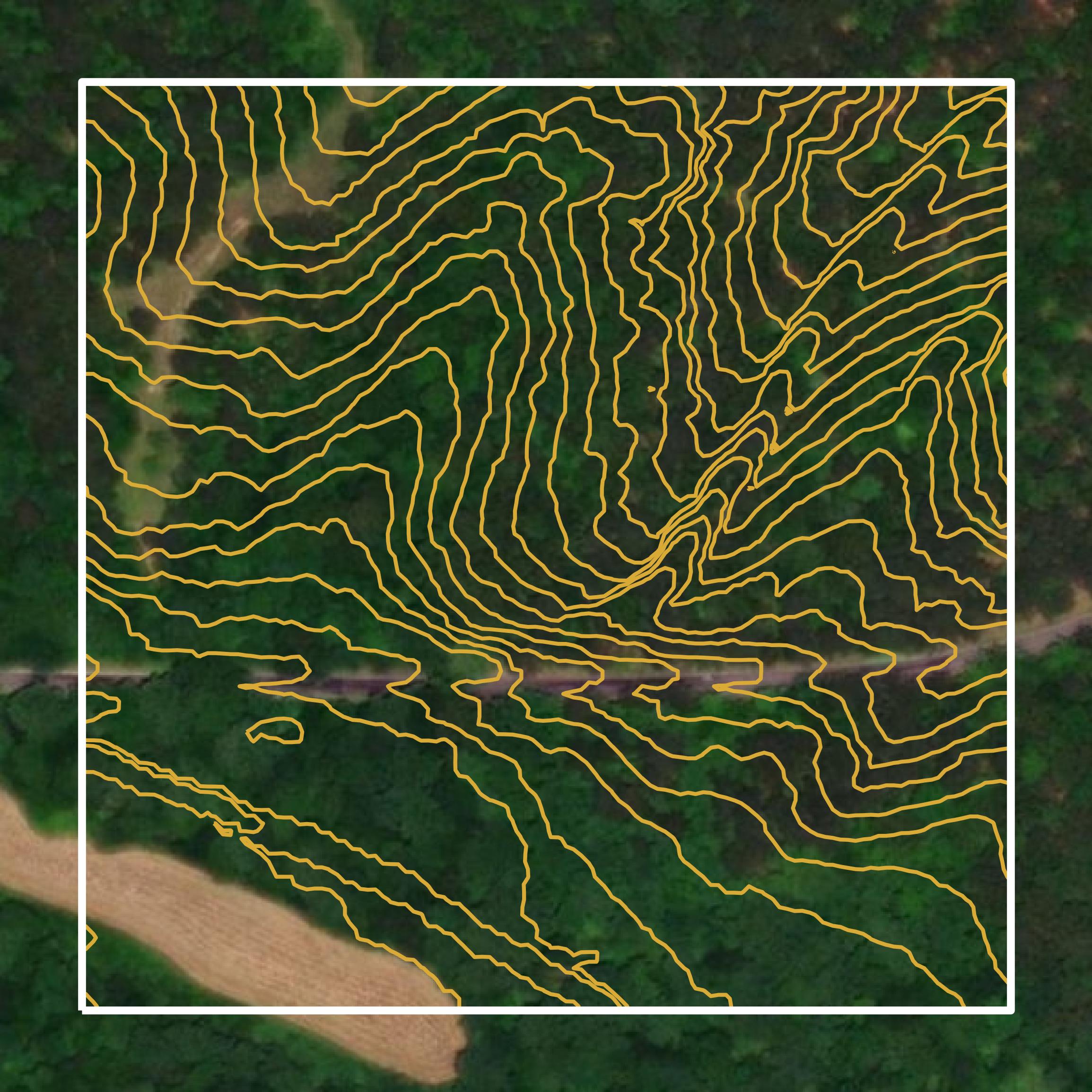 This image shows a contour map in Henderson County created using GIS data in Equator.