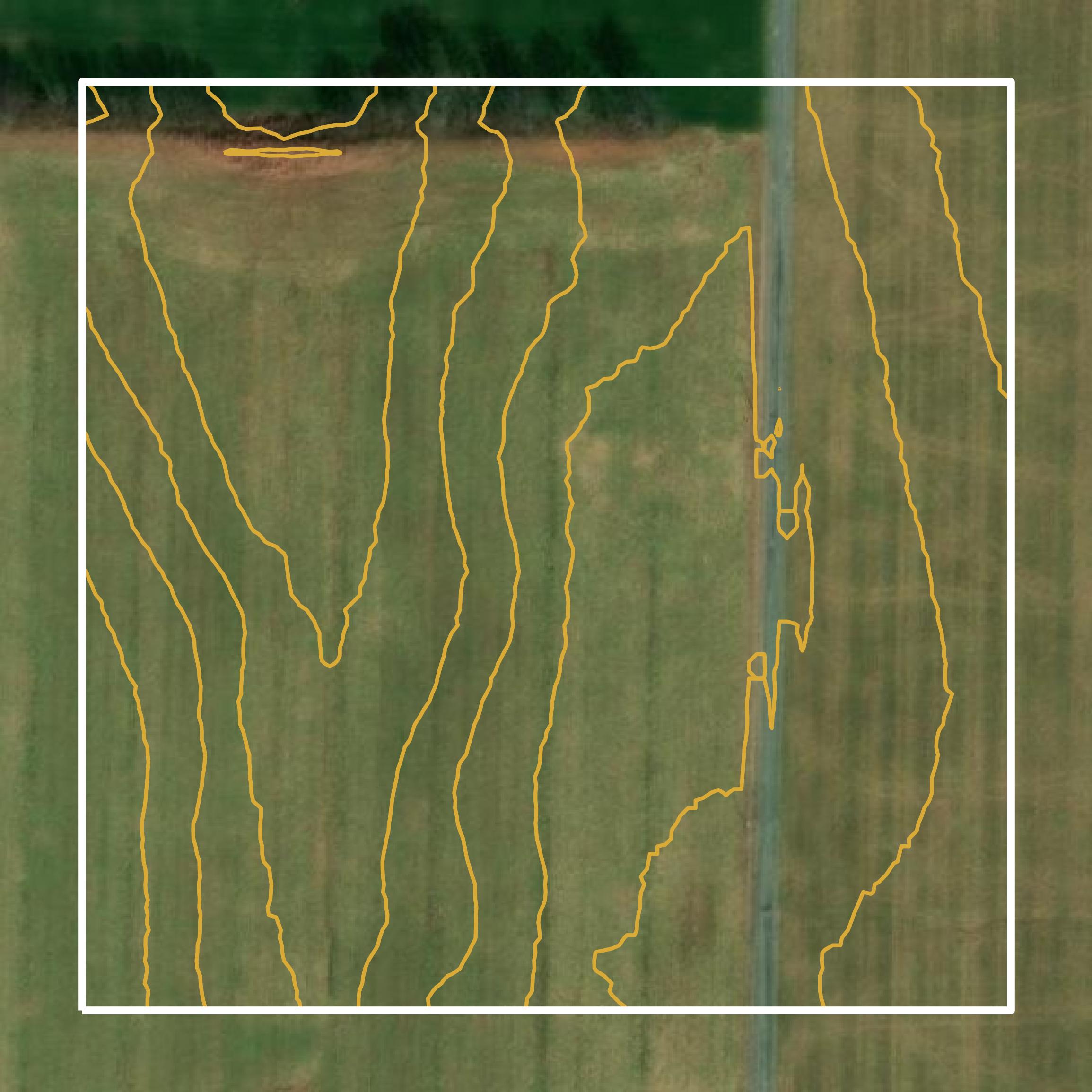 This image shows a contour map in Henry County created using GIS data in Equator.