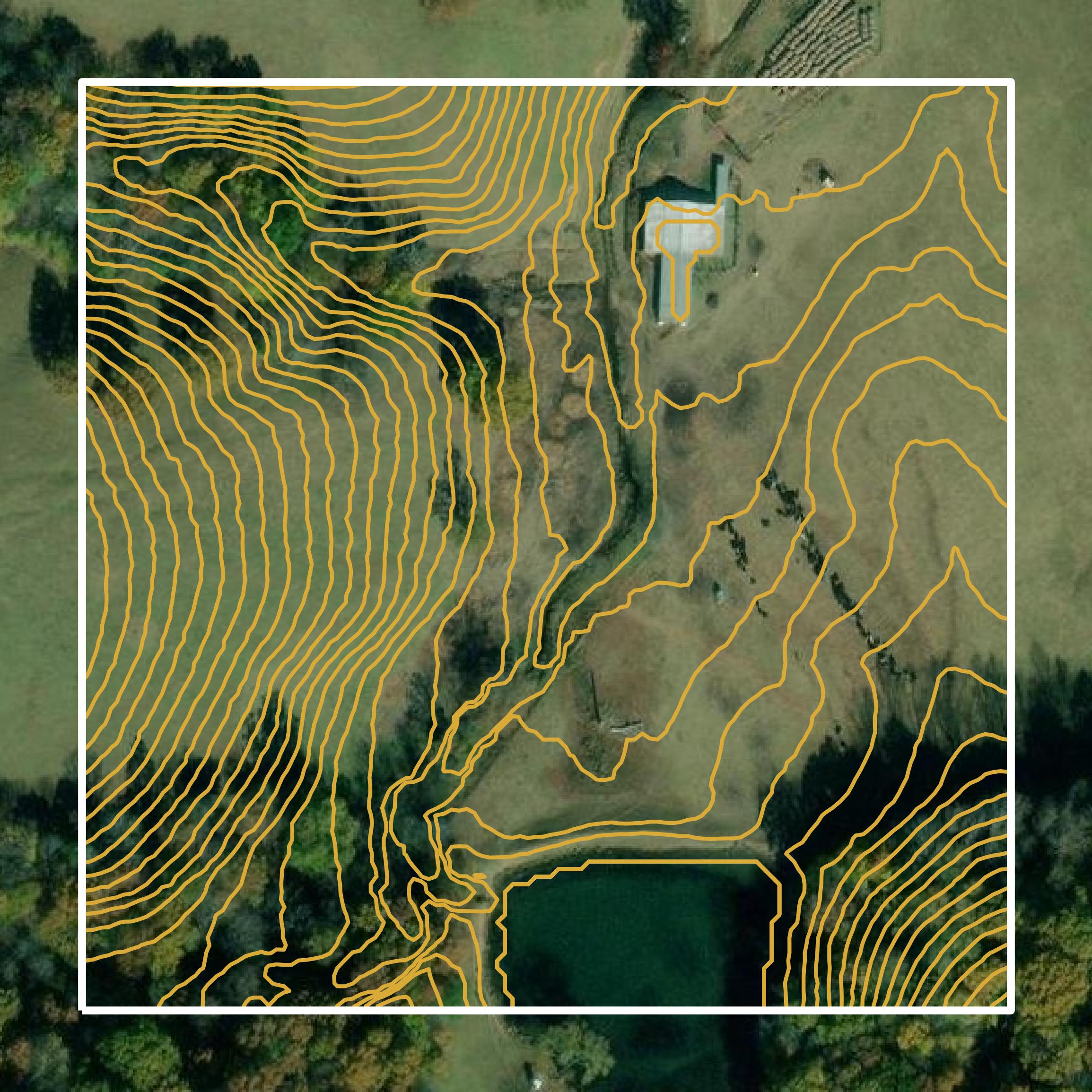 This image shows a contour map in Houston County created using GIS data in Equator.