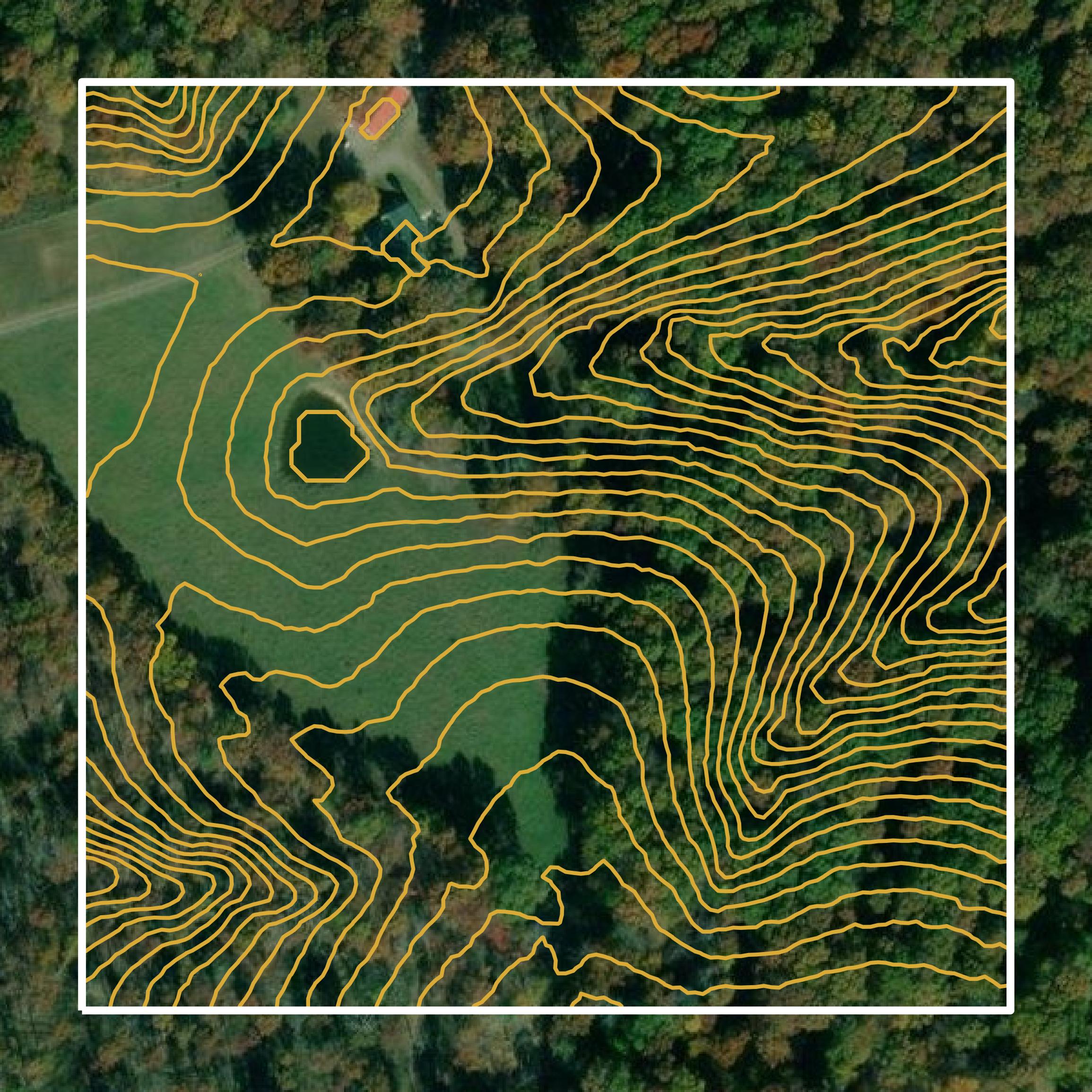 This image shows a contour map in Houston County created using GIS data in Equator.