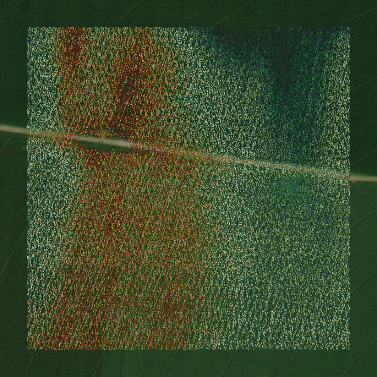 This image shows a LiDAR point cloud in Humphreys County created using GIS data in Equator.