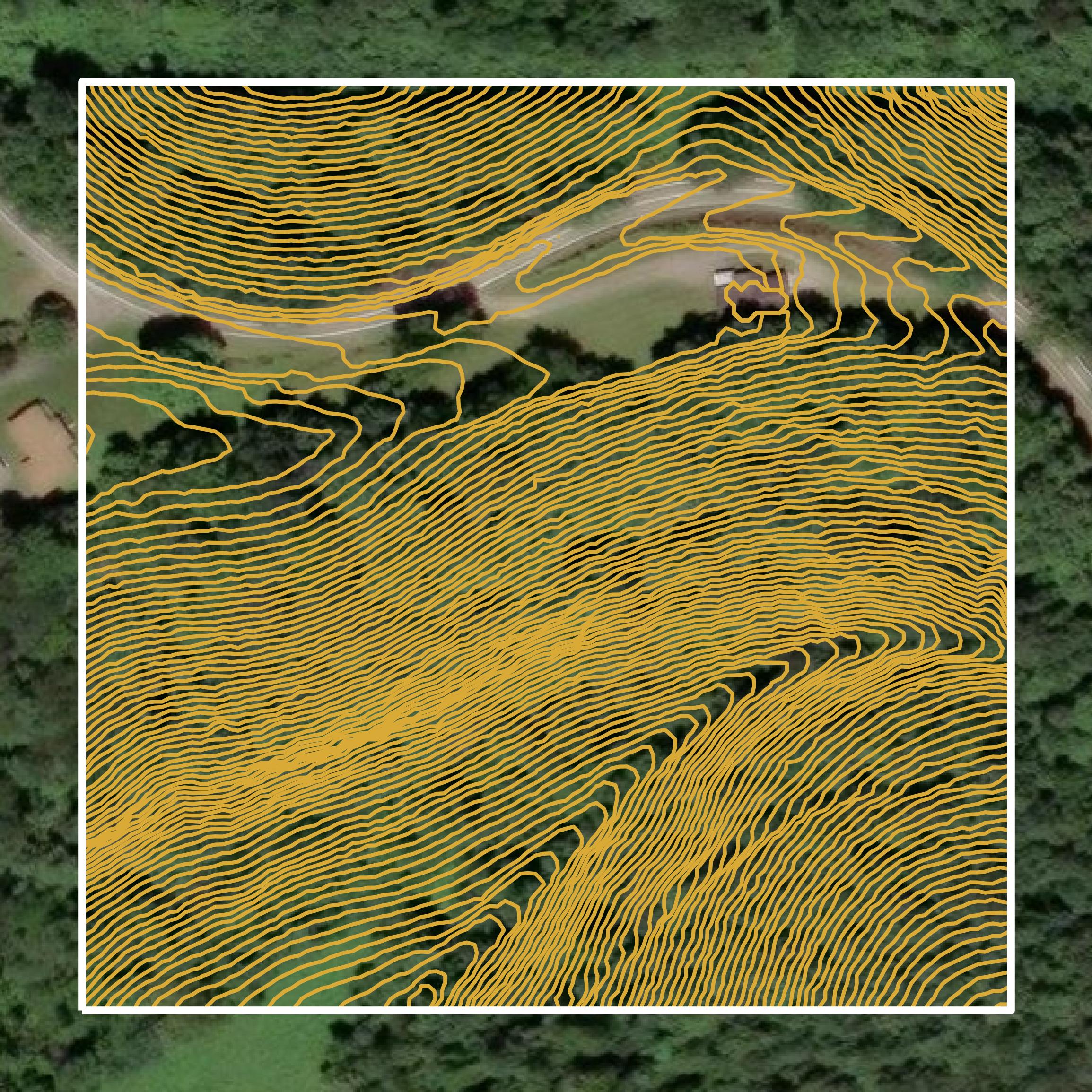 This image shows a contour map in Jackson County created using GIS data in Equator.