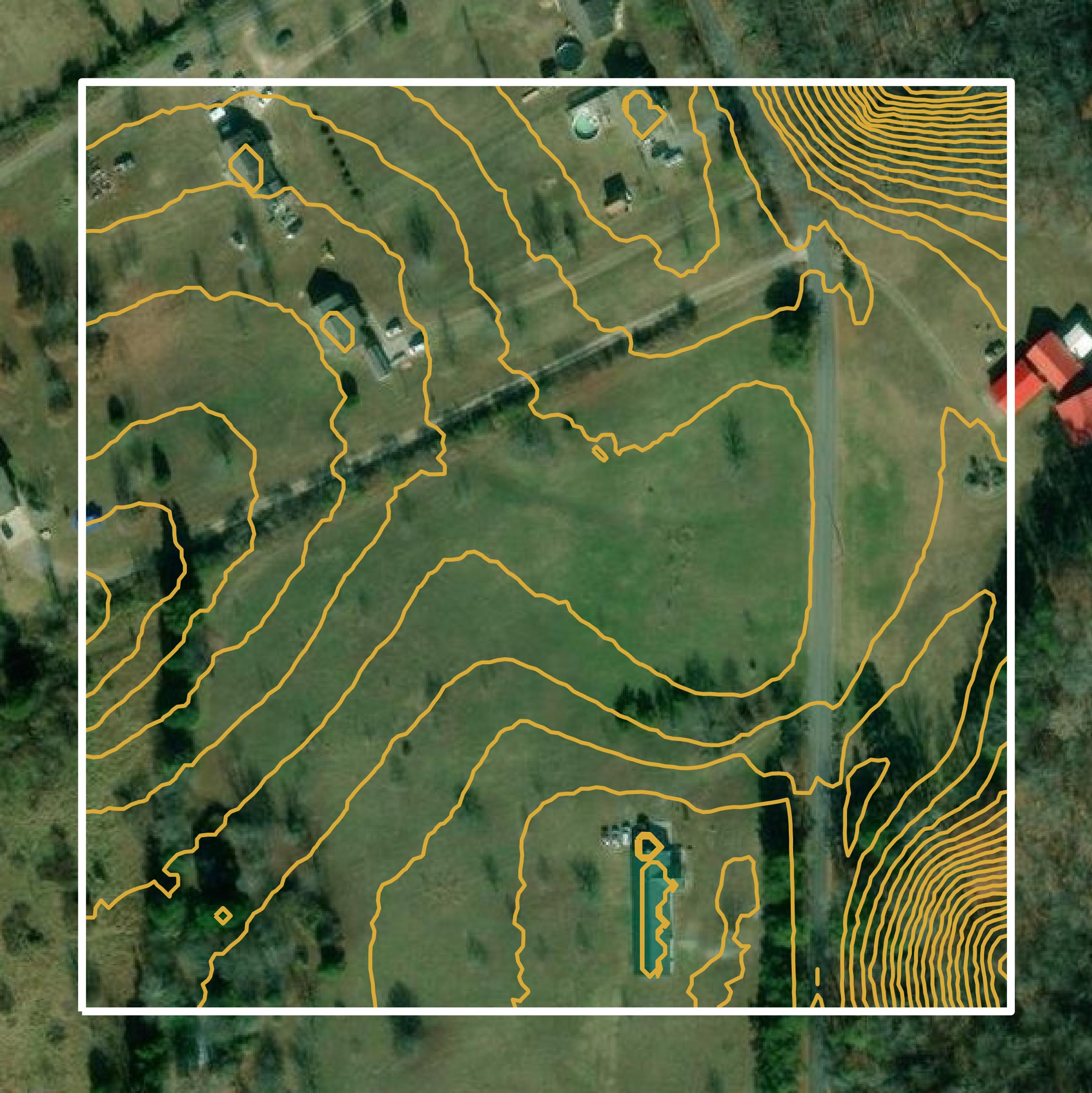This image shows a contour map in Jefferson County created using GIS data in Equator.