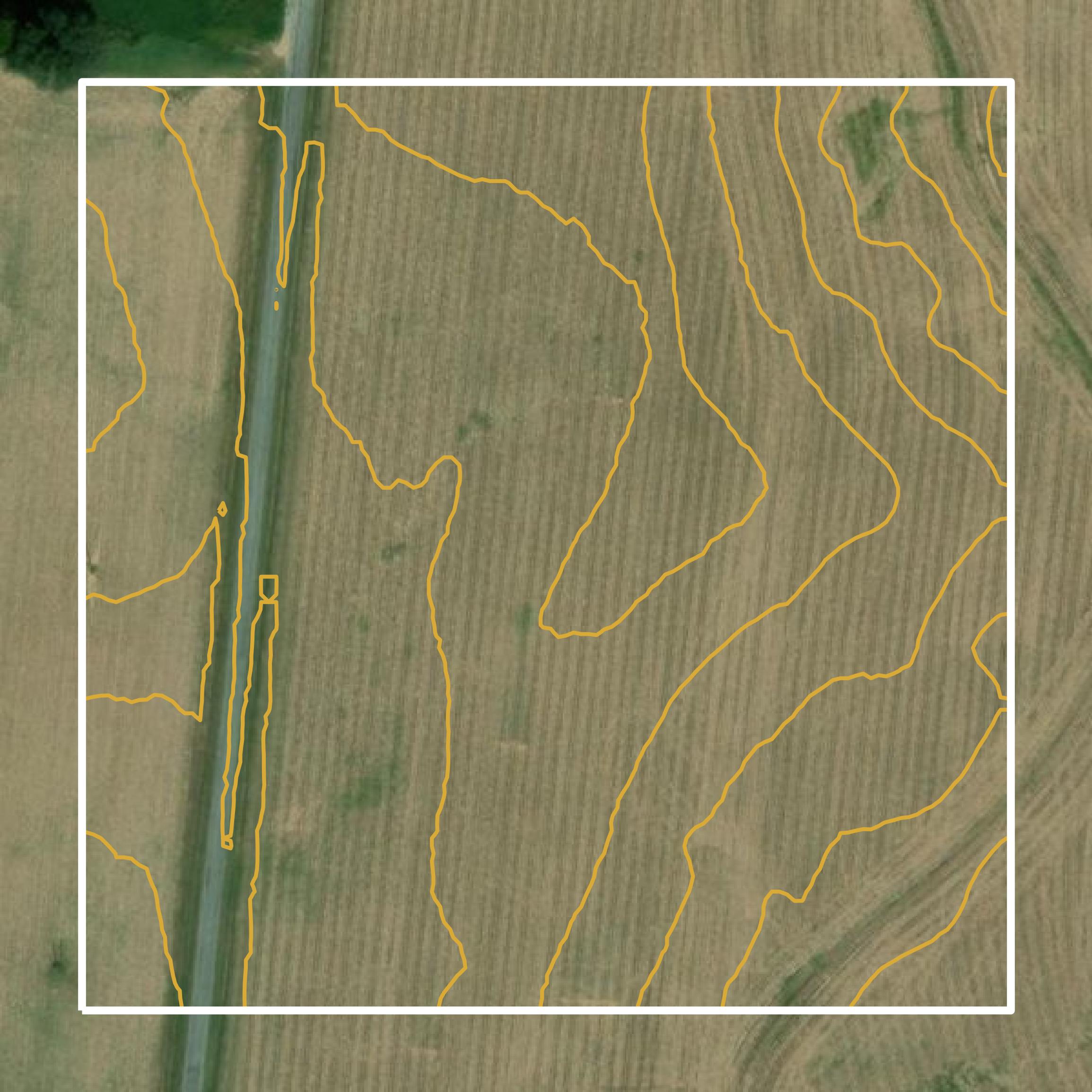 This image shows a contour map in Lauderdale County created using GIS data in Equator.