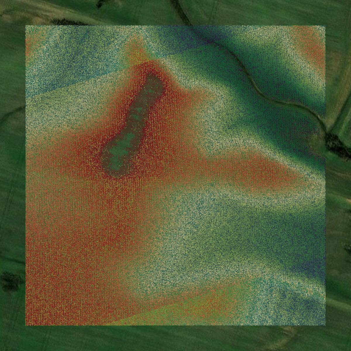 This image shows a LiDAR point cloud in Lauderdale County created using GIS data in Equator.