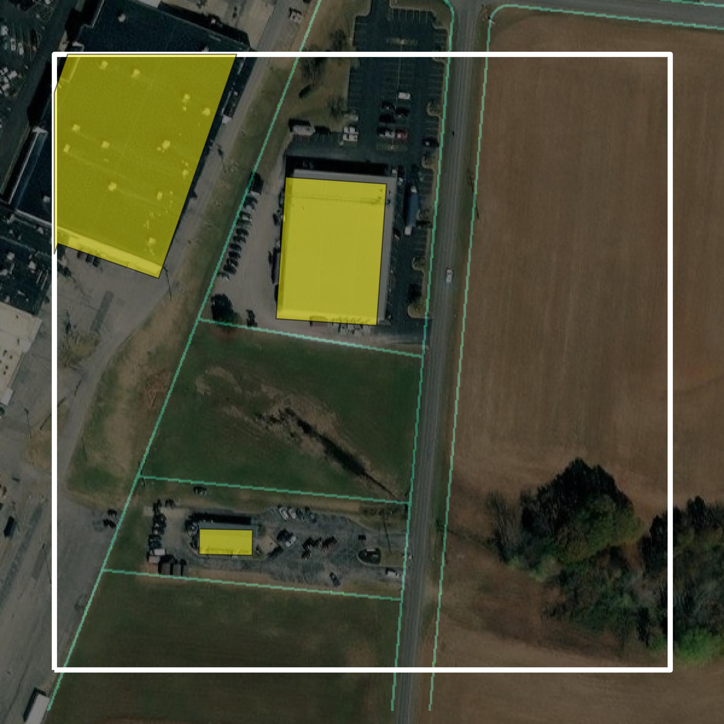 This image shows parcel and building data in Lawrence County created using GIS data in Equator.
