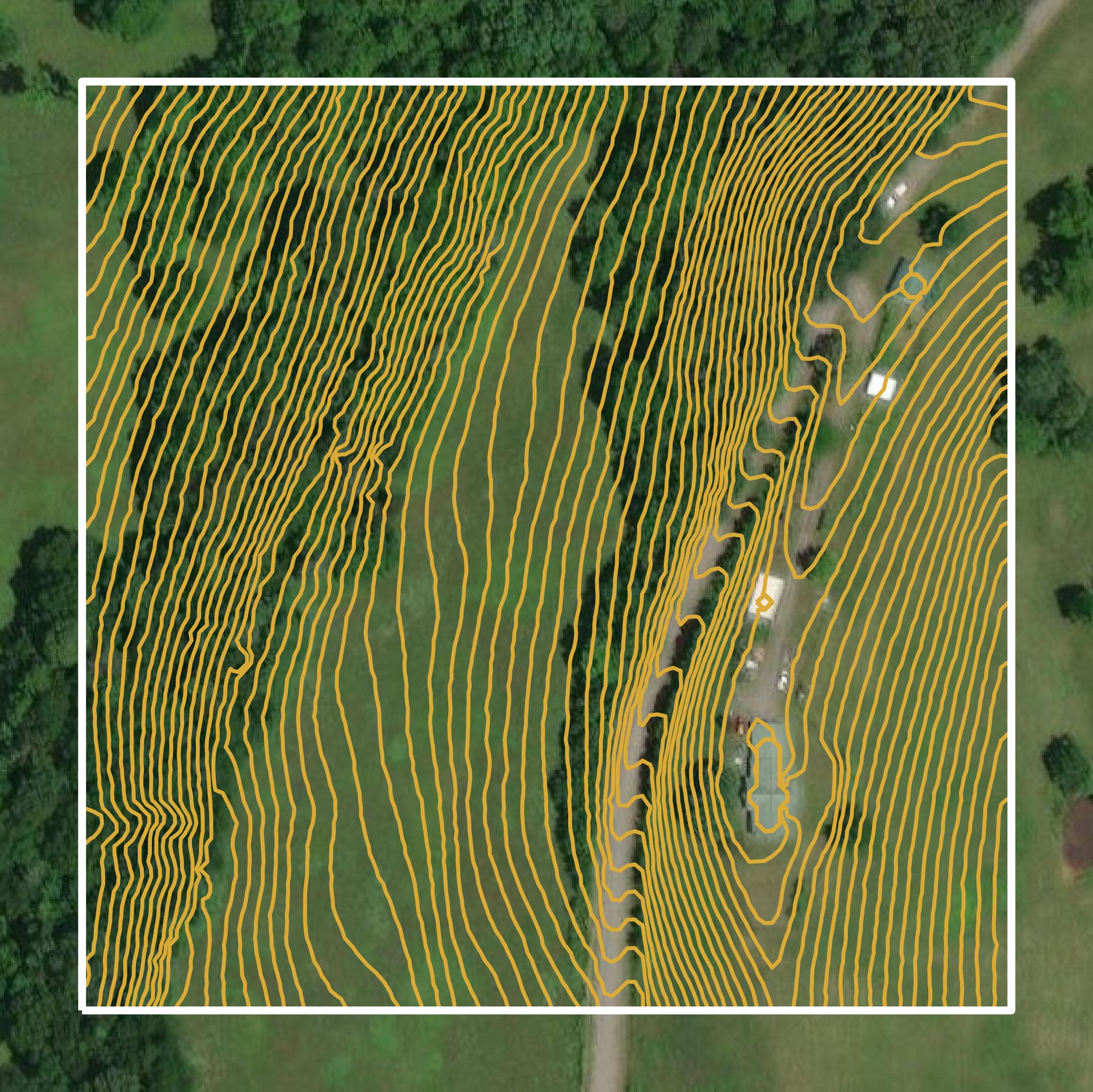 This image shows a contour map in Lincoln County created using GIS data in Equator.