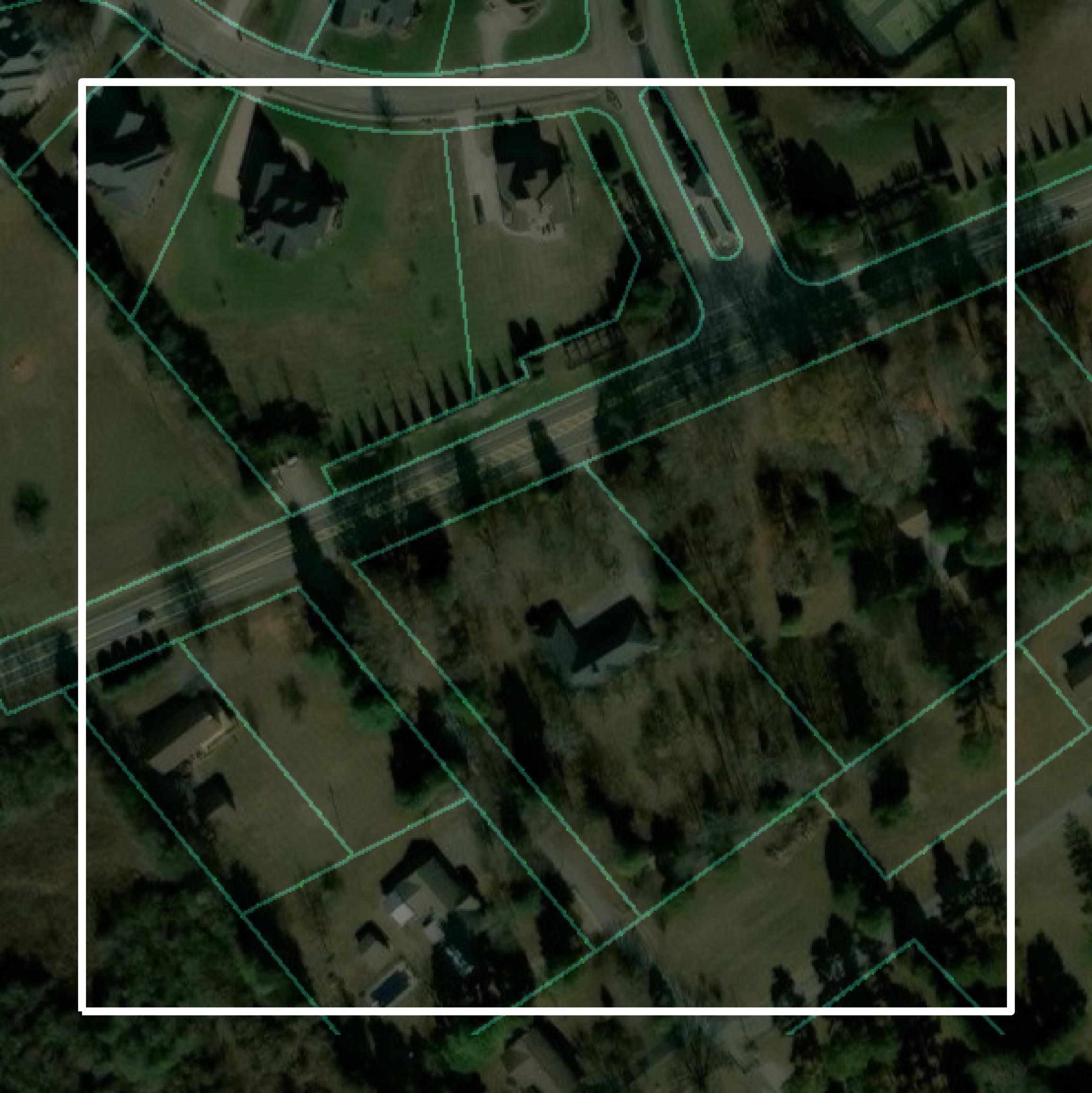 This image shows parcel and building data in Loudon County created using GIS data in Equator.
