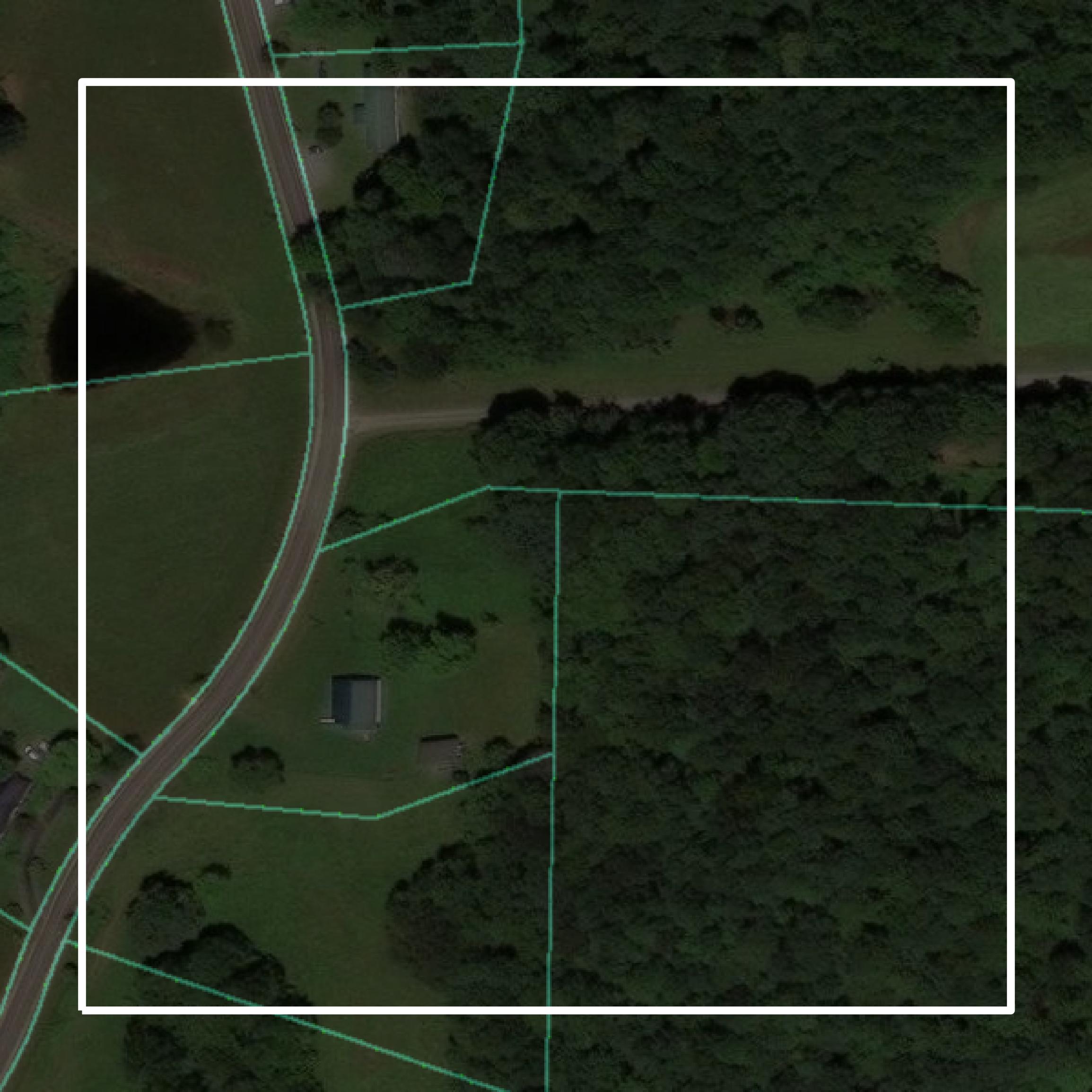 This image shows parcel and building data in Macon County created using GIS data in Equator.