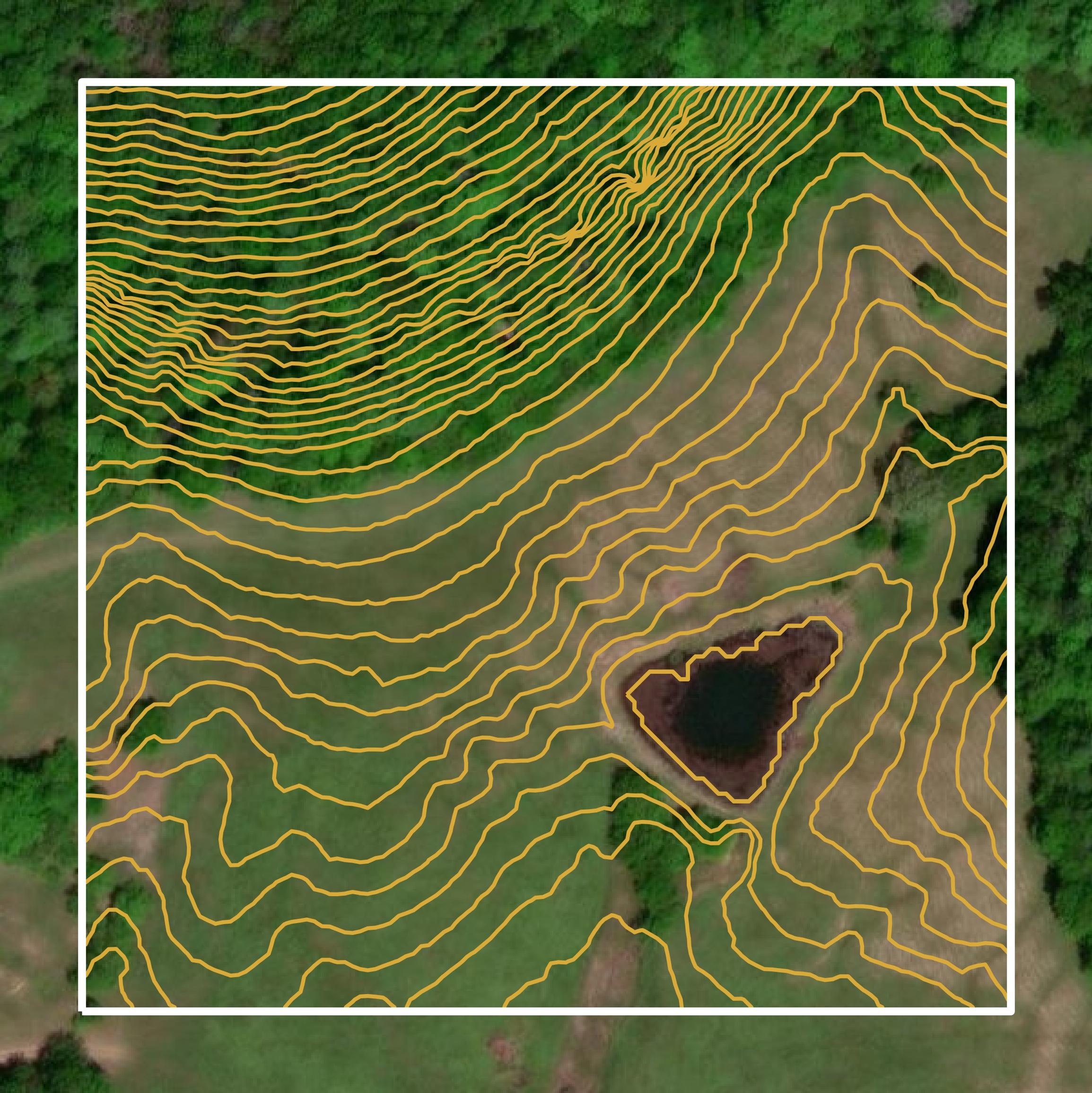 This image shows a contour map in Marshall County created using GIS data in Equator.