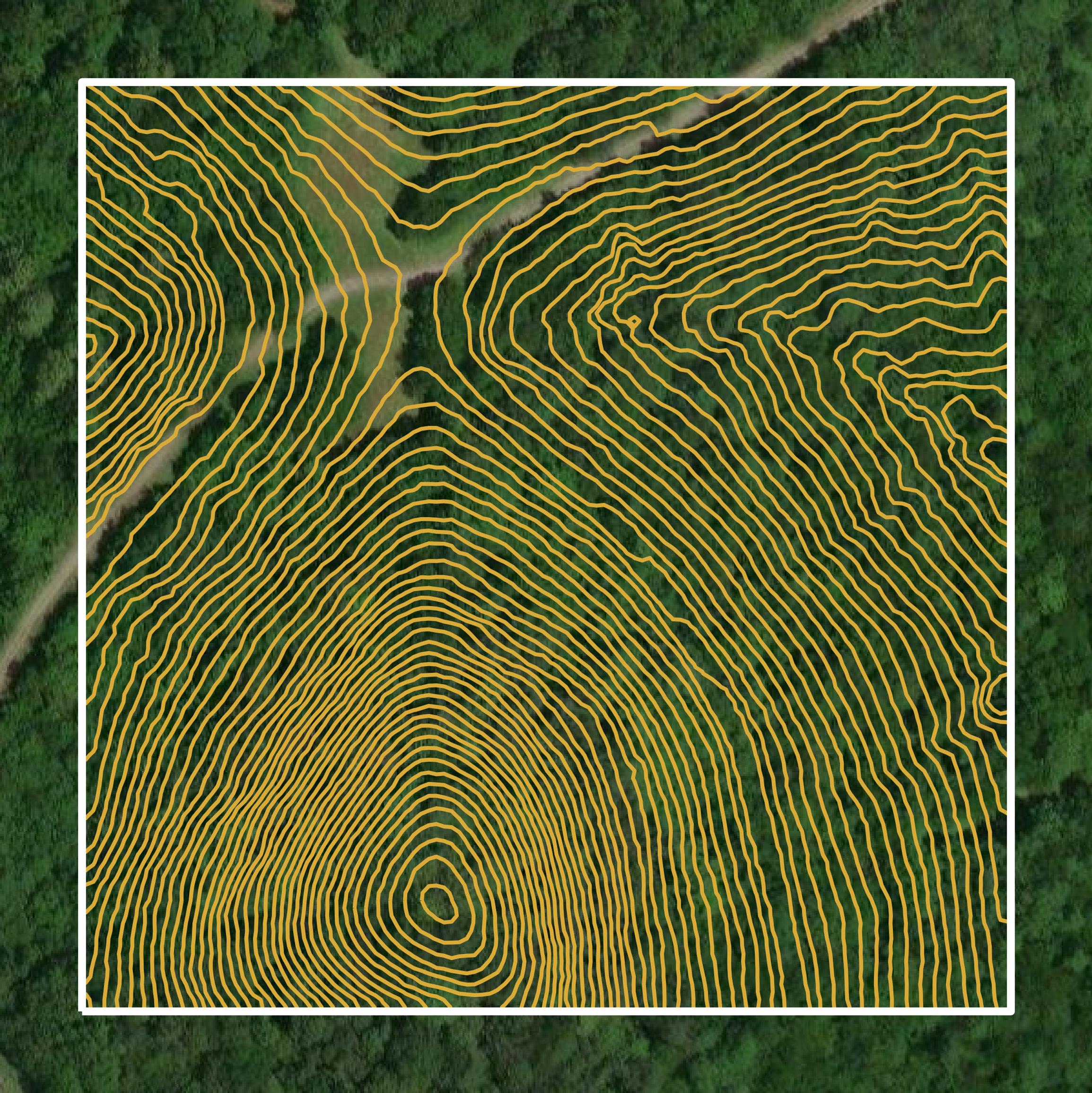 This image shows a contour map in Marshall County created using GIS data in Equator.