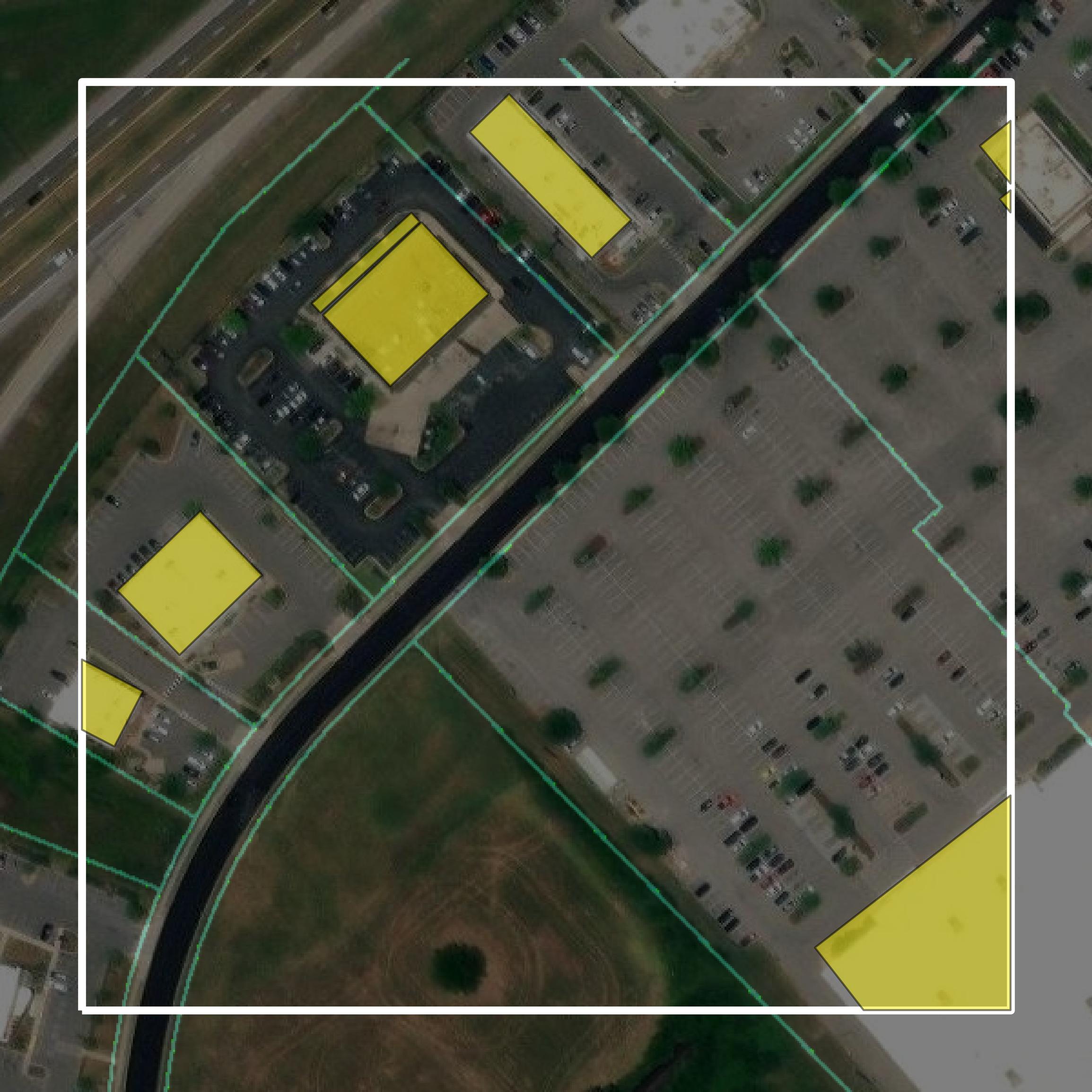 This image shows parcel and building data in Maury County created using GIS data in Equator.