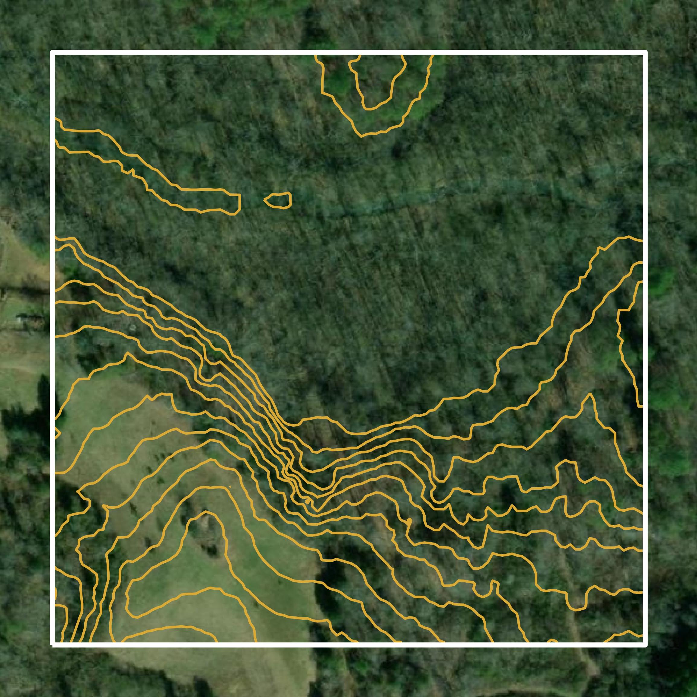 This image shows a contour map in McMinn County created using GIS data in Equator.