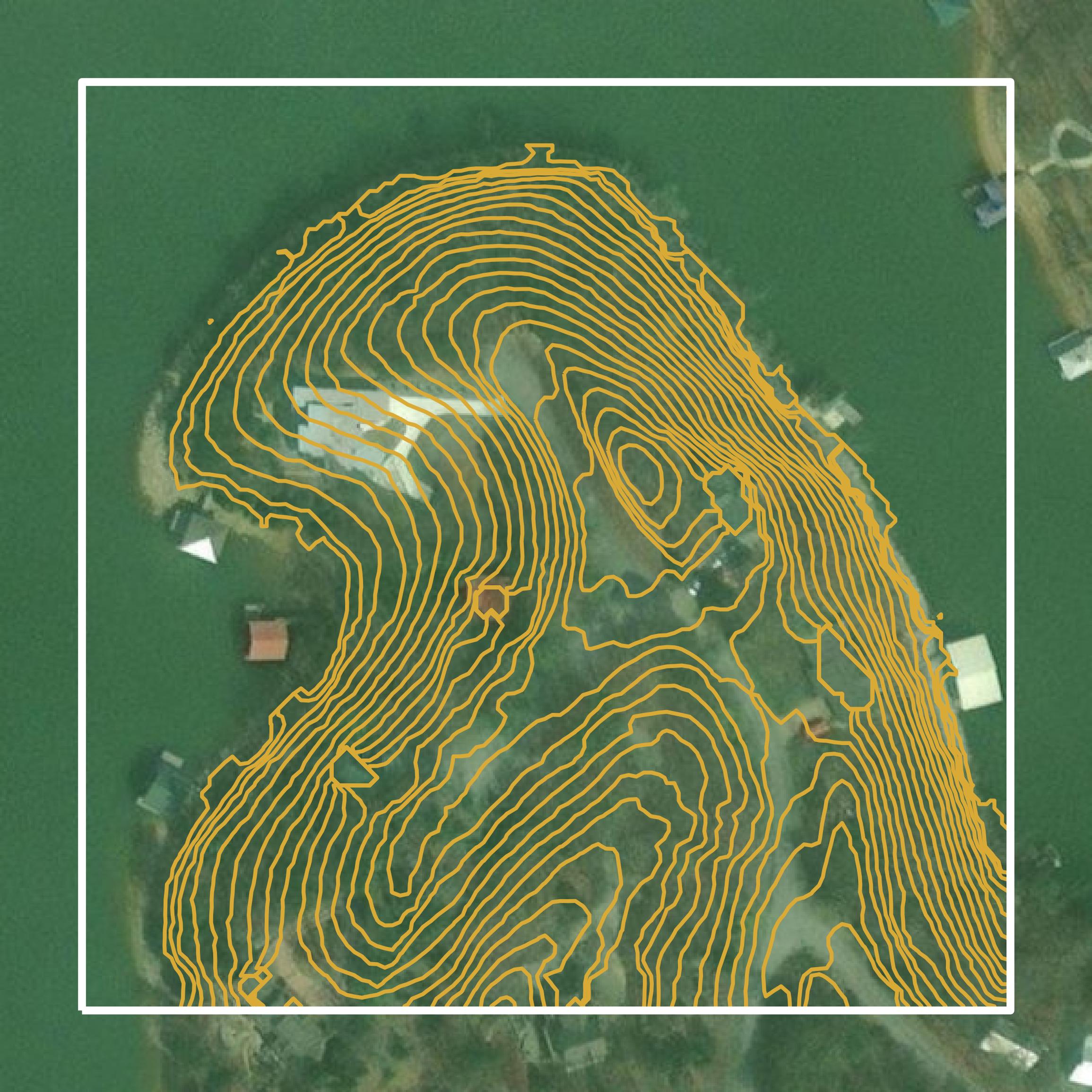 This image shows a contour map in Meigs County created using GIS data in Equator.