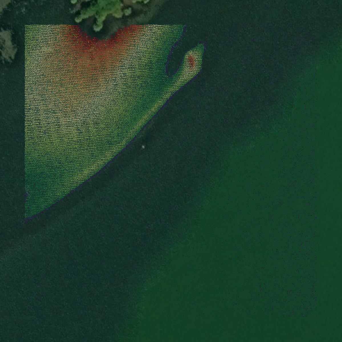 This image shows a LiDAR point cloud in Meigs County created using GIS data in Equator.