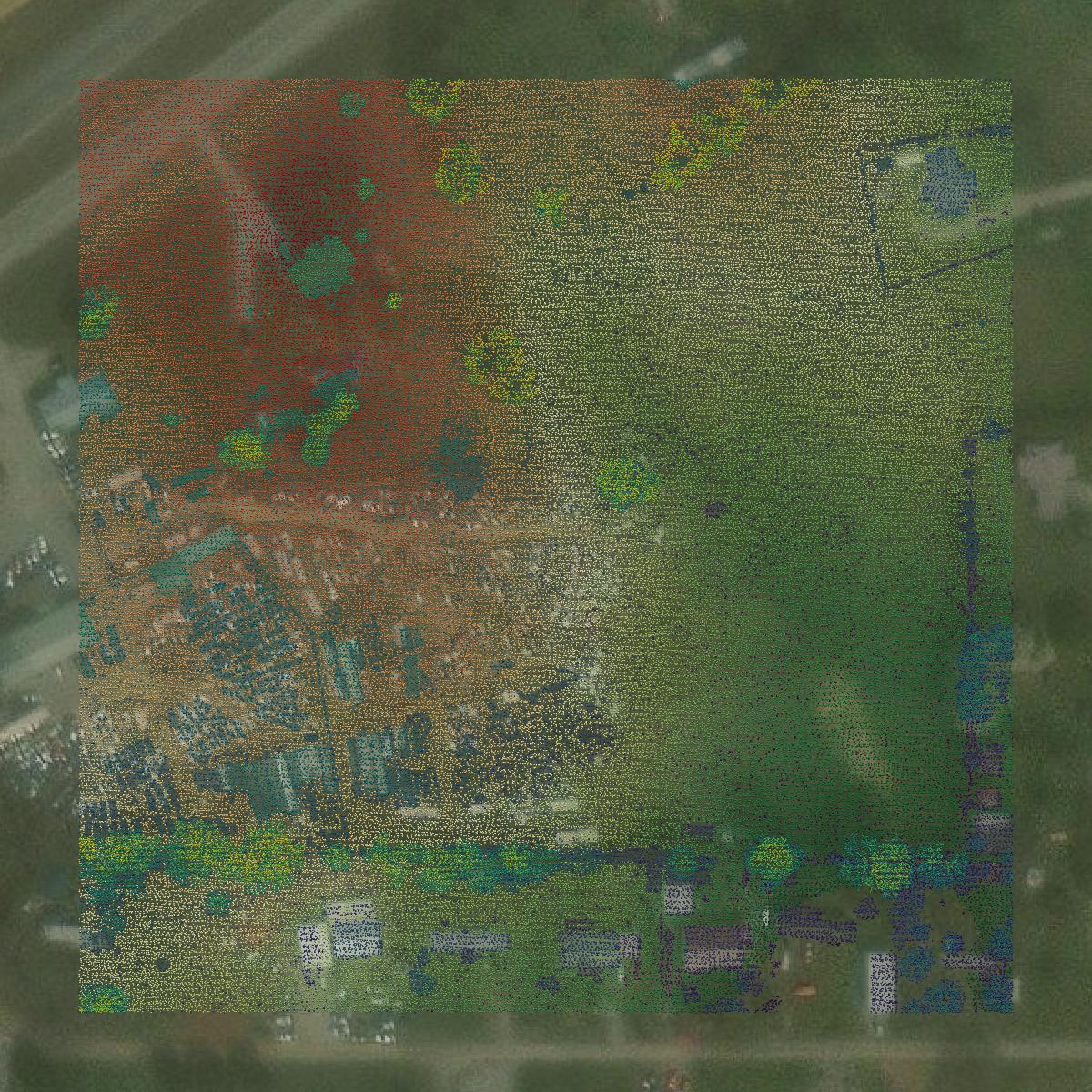 This image shows a LiDAR point cloud in Monroe County created using GIS data in Equator.