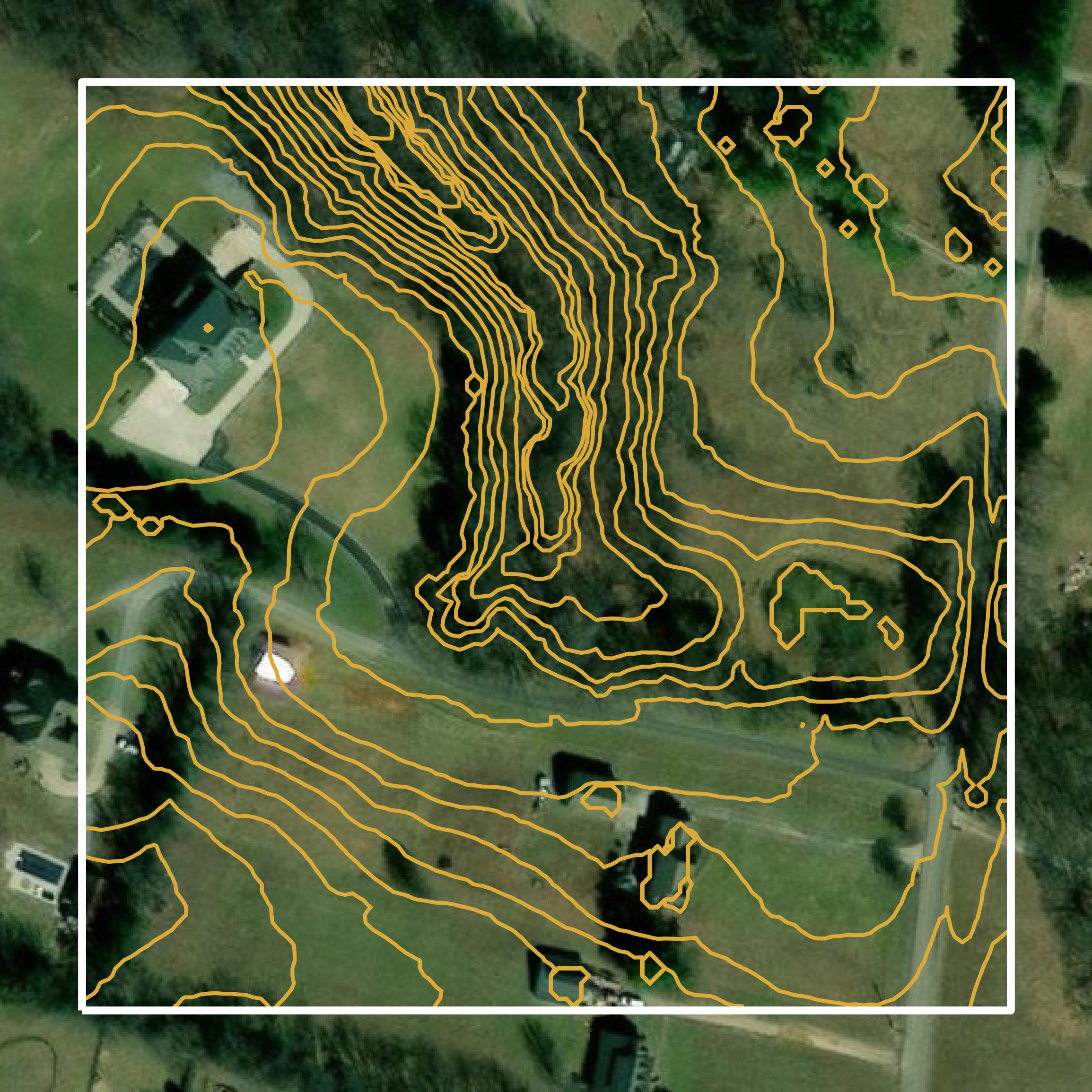 This image shows a contour map in Montgomery County created using GIS data in Equator.