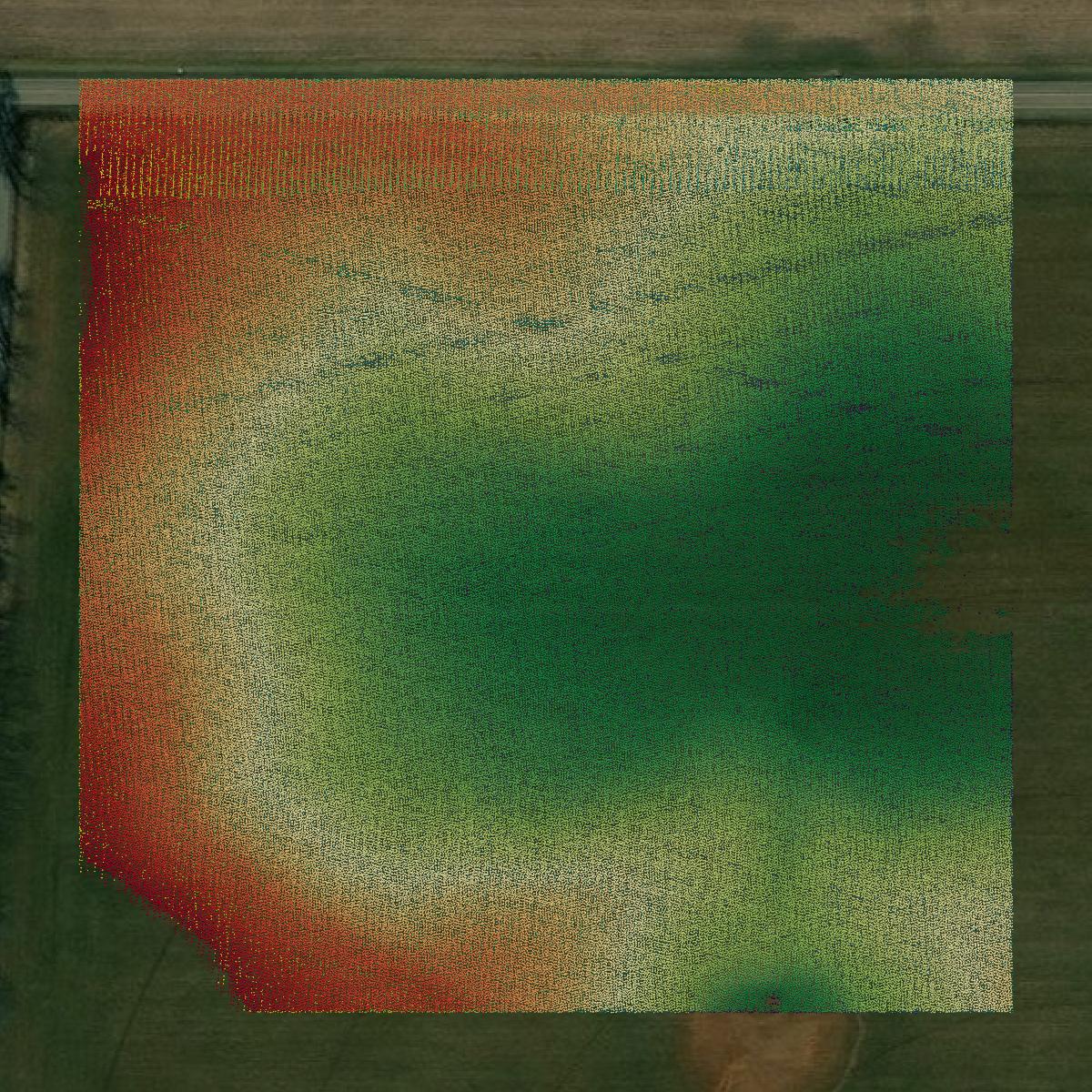 This image shows a LiDAR point cloud in Montgomery County created using GIS data in Equator.