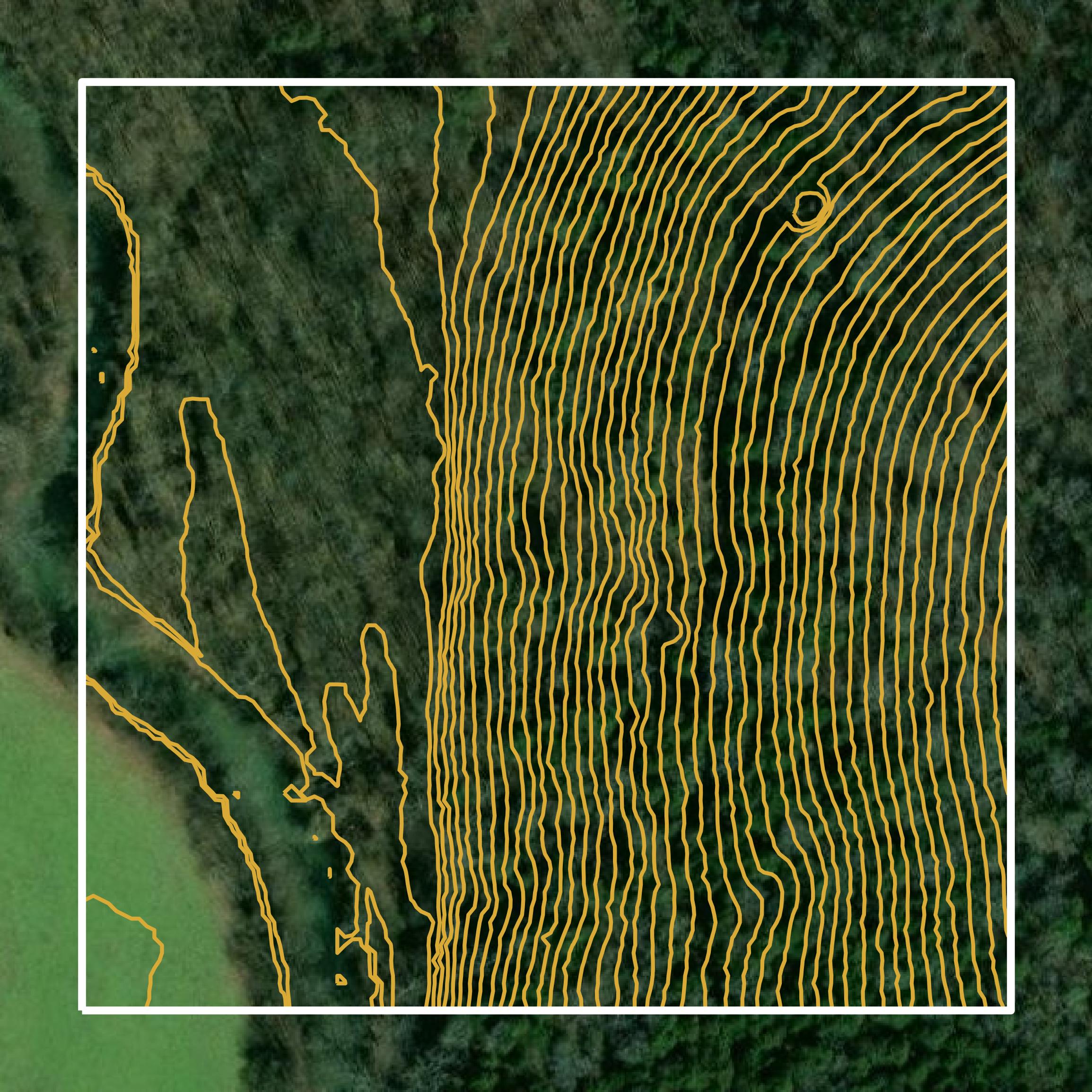 This image shows a contour map in Moore County created using GIS data in Equator.